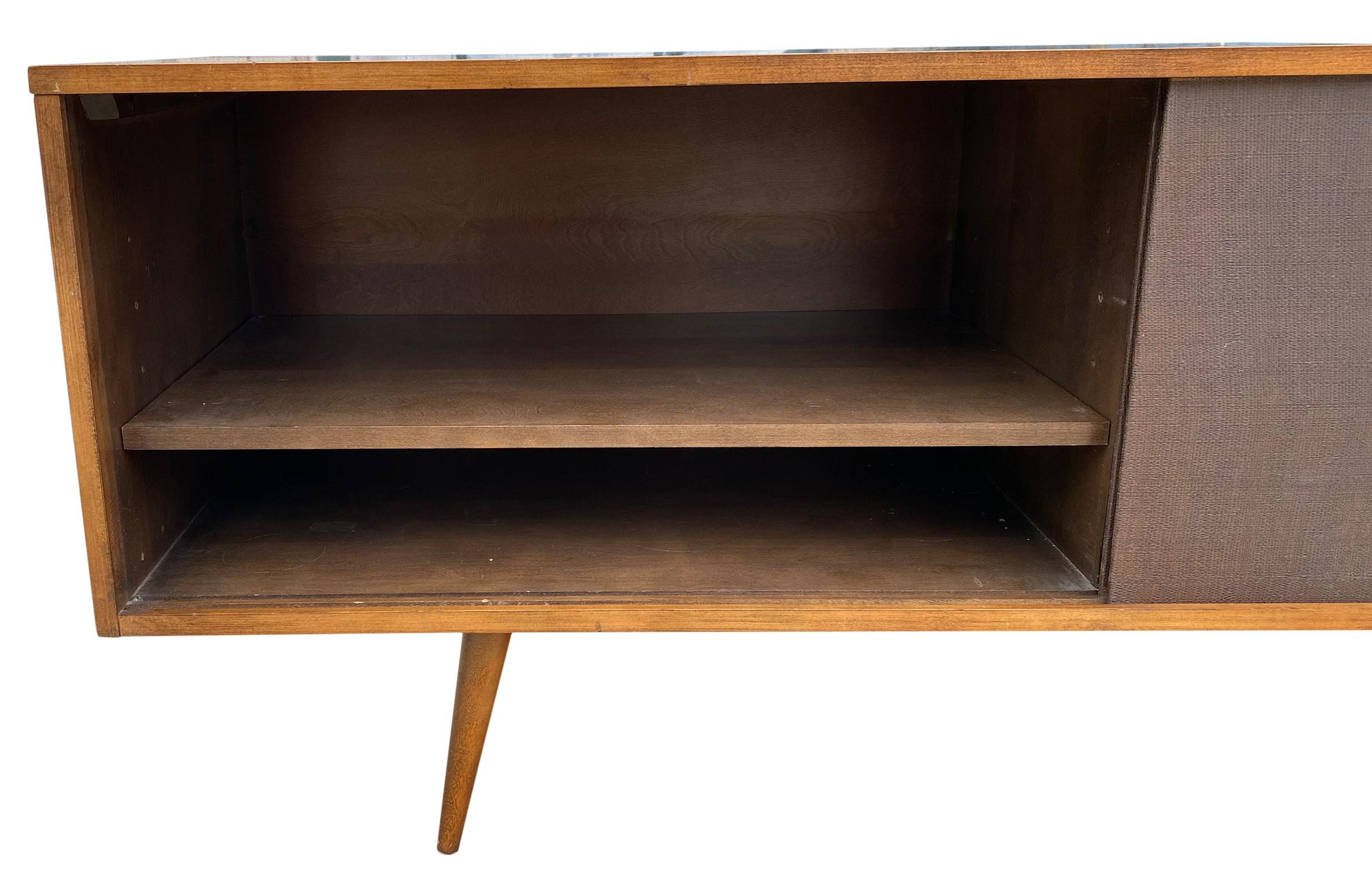20th Century Midcentury Credenza by Paul McCobb Planner Group #1513 Brown Doors Tapered Legs