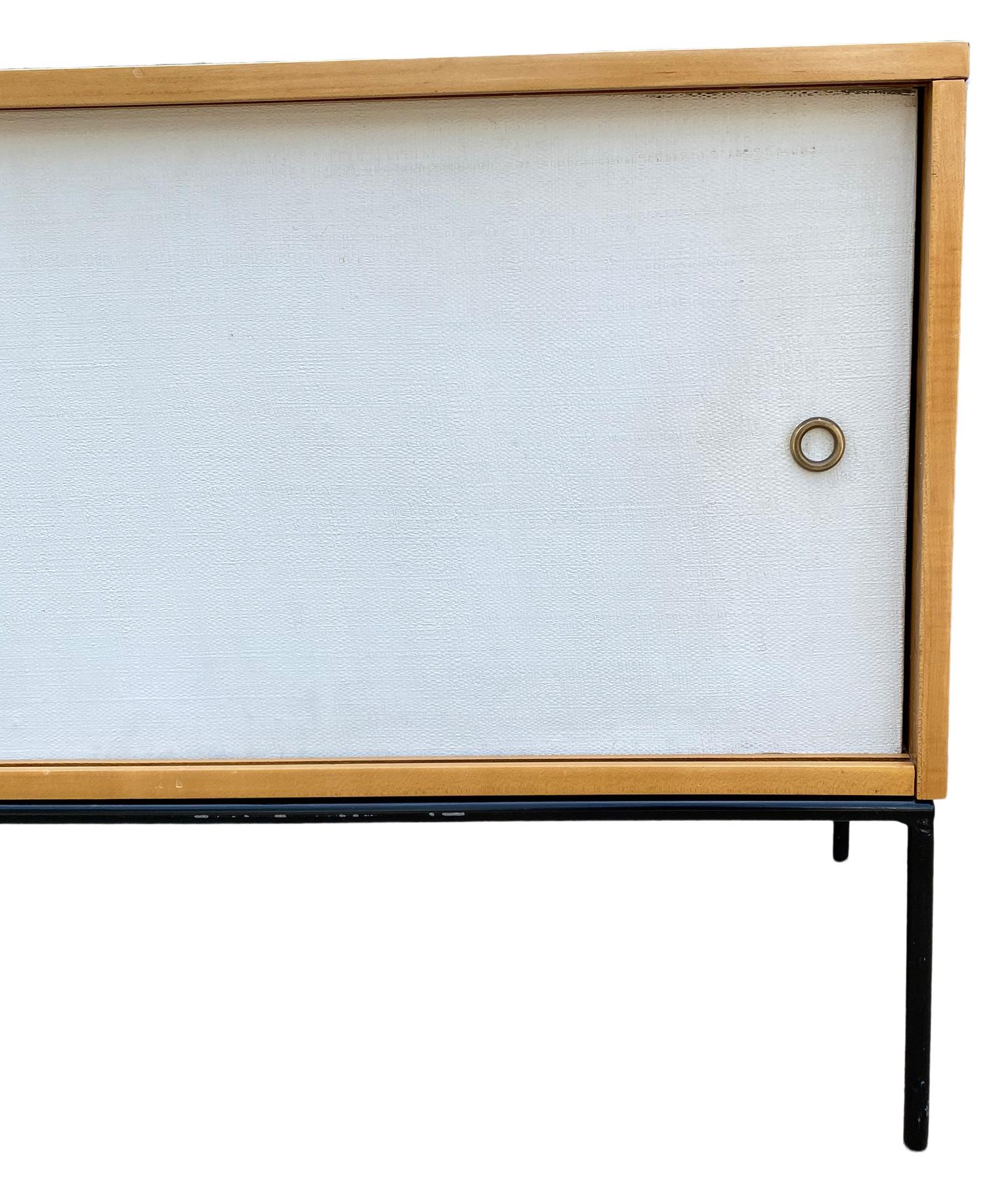 20th Century Midcentury Credenza by Paul McCobb Planner Group #1513 White Doors Iron