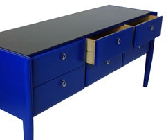Midcentury-Credenza in kobaltblauem Lack
