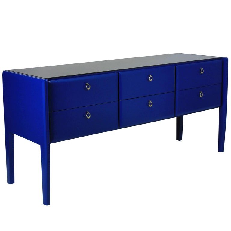 Midcentury Credenza in Cobalt Blue Lacquer at 1stDibs