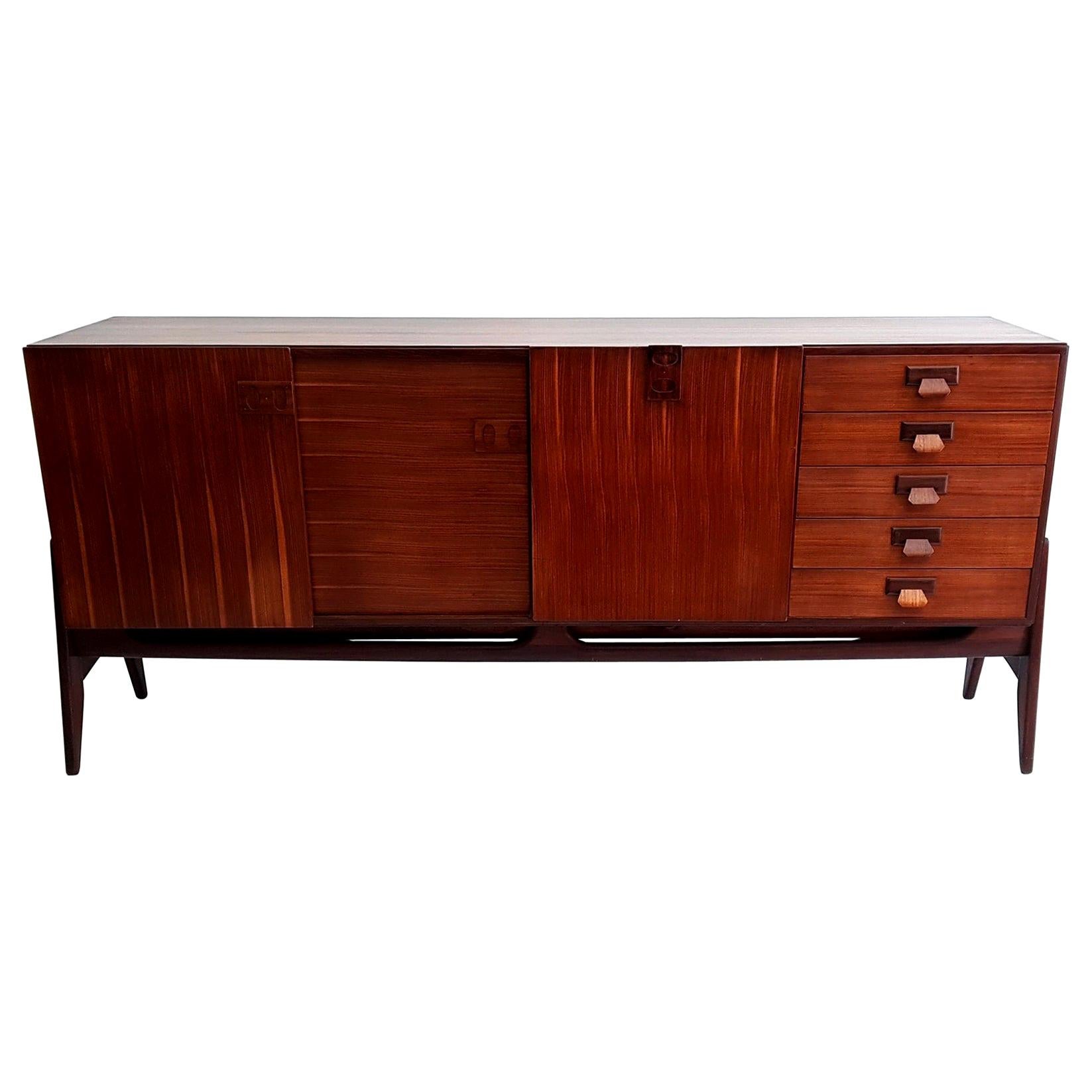 Scandinavian Design Teak Credenza with Hutch, Denmark at 1stDibs