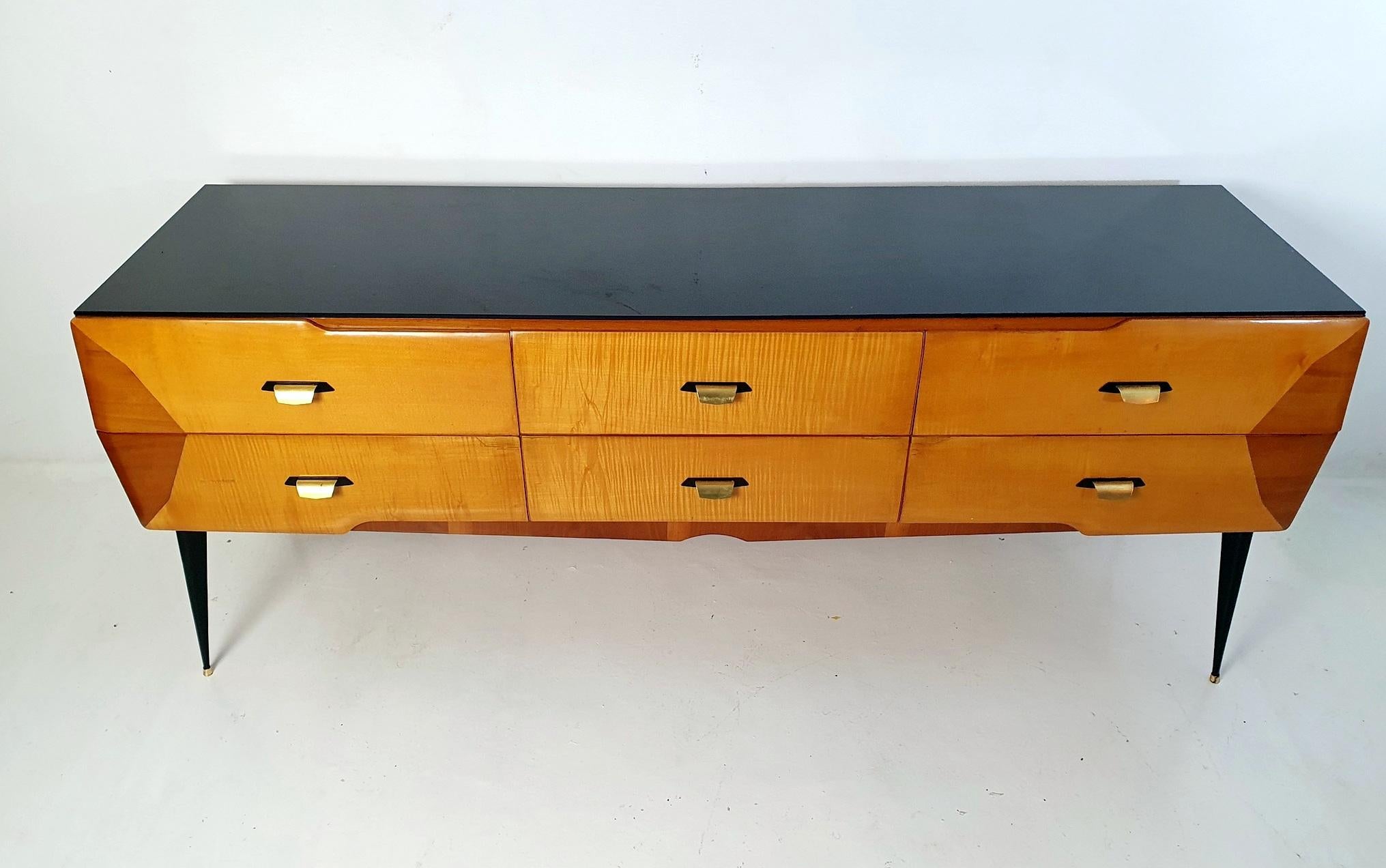 Mid-Century Modern Midcentury Credenza in the Manner of Gio Ponti, Italy For Sale