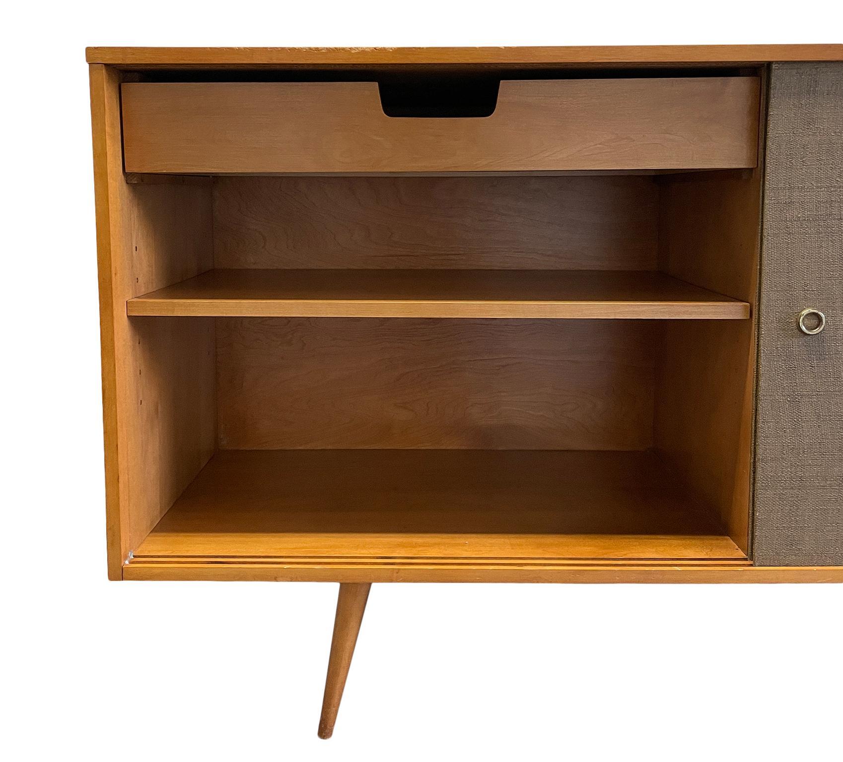 Brass Midcentury Credenza Paul McCobb Planner Group #1514 Blonde Maple
