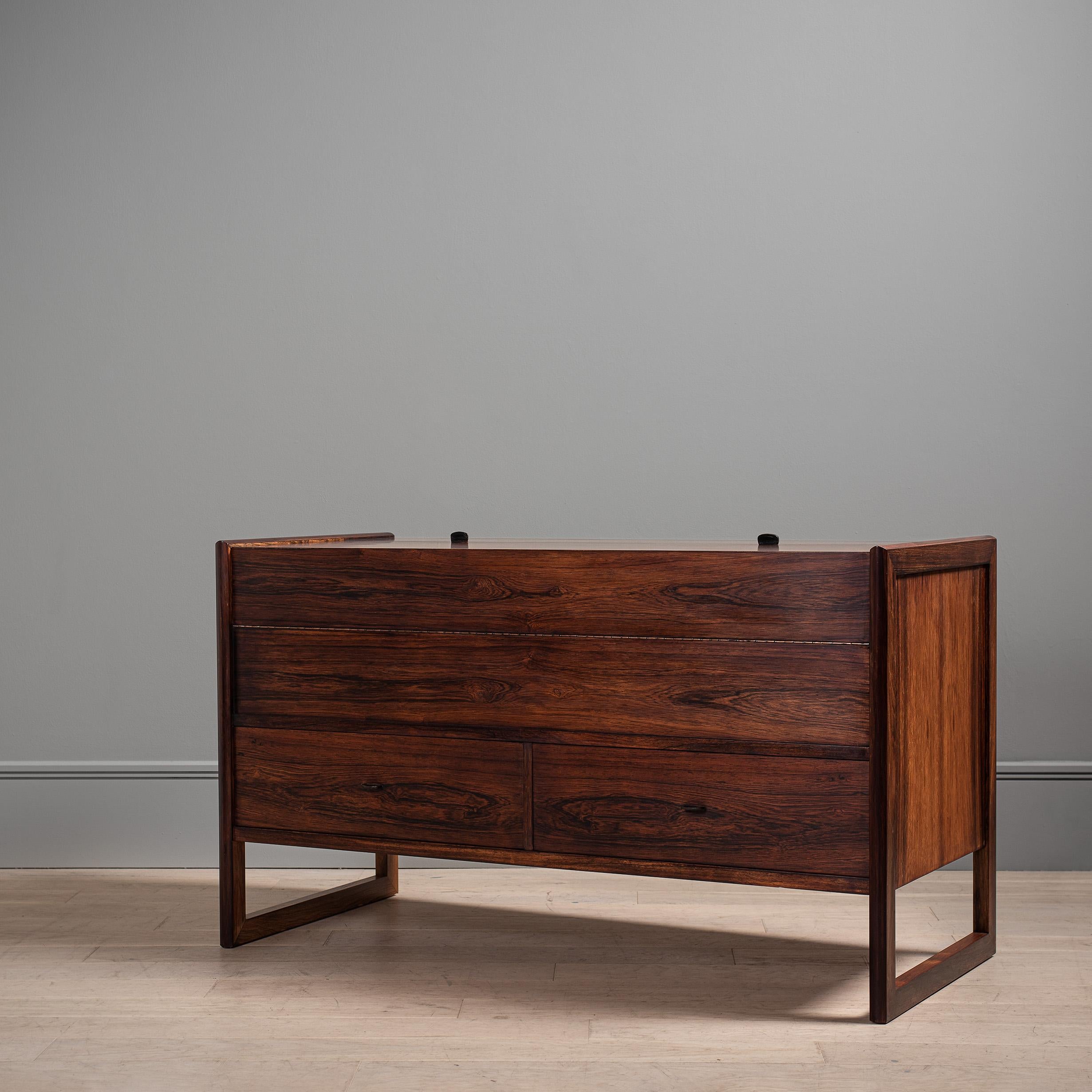Leather Midcentury Credenza Sideboard Chest For Sale