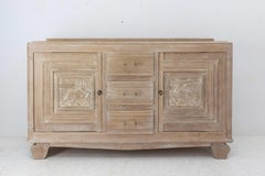 Mid-Century Credenza Sideboard French Cerused Oak Buffet, circa 1940