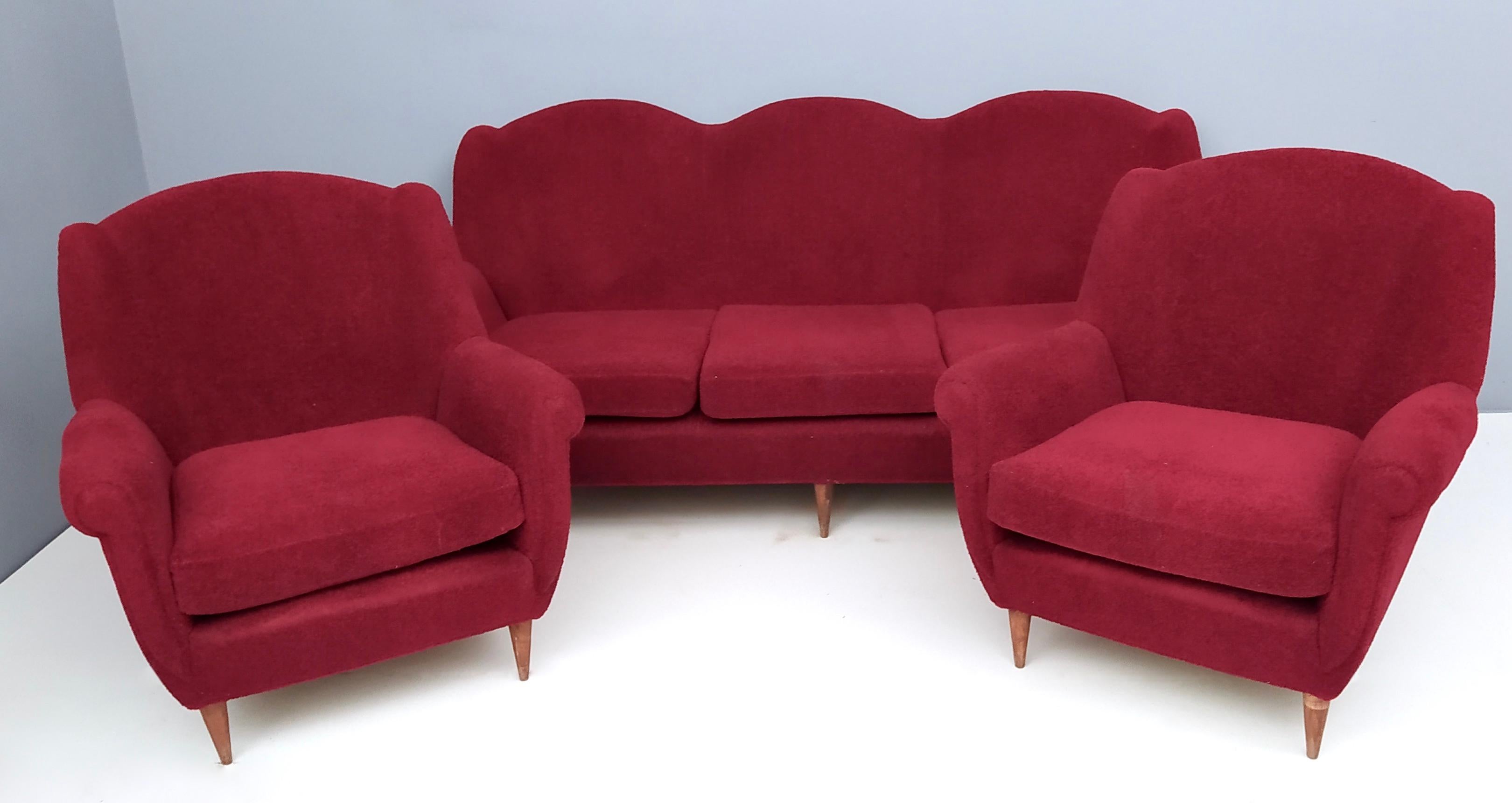 Mid-Century Modern Midcentury Crimson Sofa by Gigi Radice for Minotti, Italy, 1950s