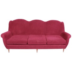 Midcentury Crimson Sofa by Gigi Radice for Minotti, Italy, 1950s