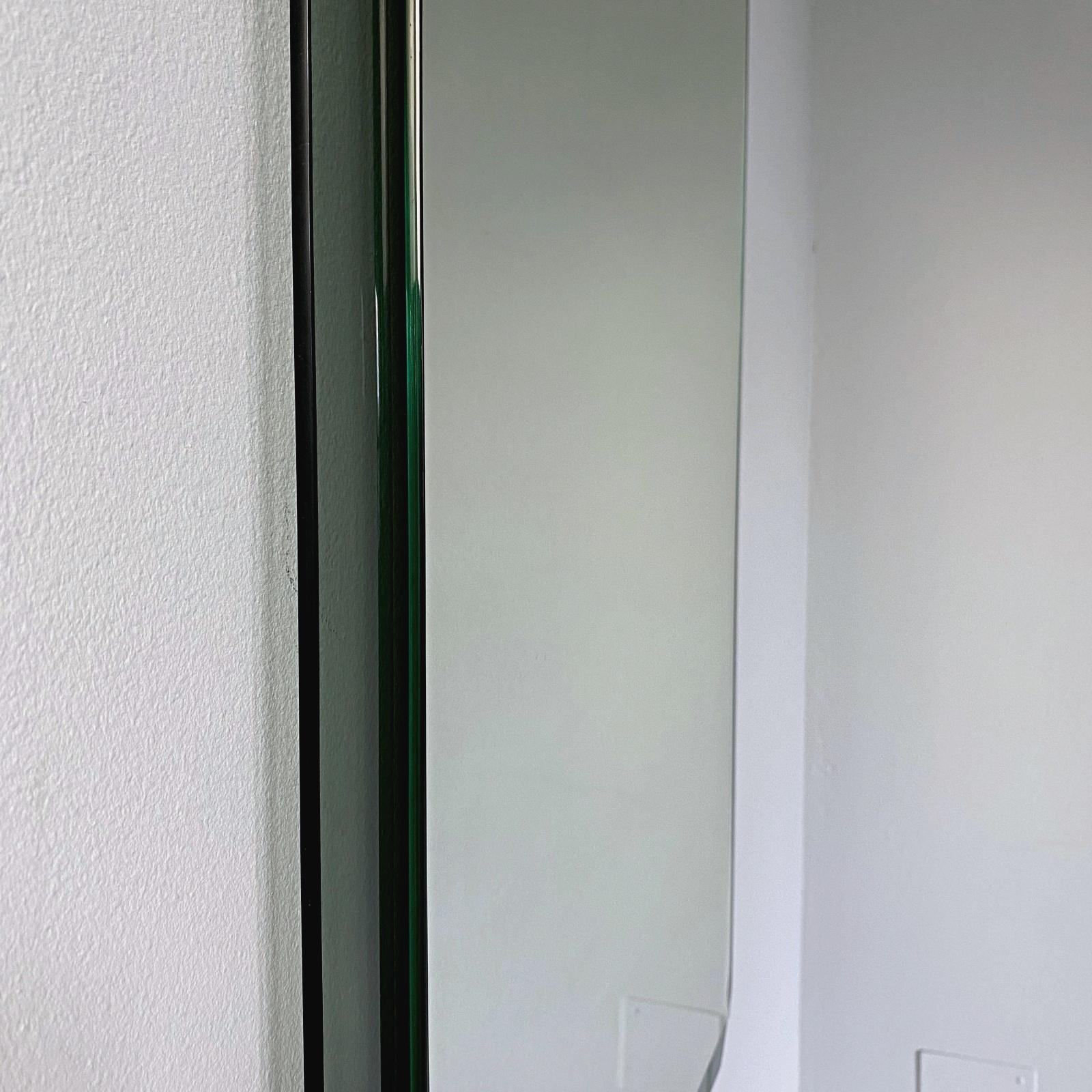 Mid-20th Century Midcentury Cristal Art Rectangular Green Glass Faceted Wall Mirror, 1960s, Italy