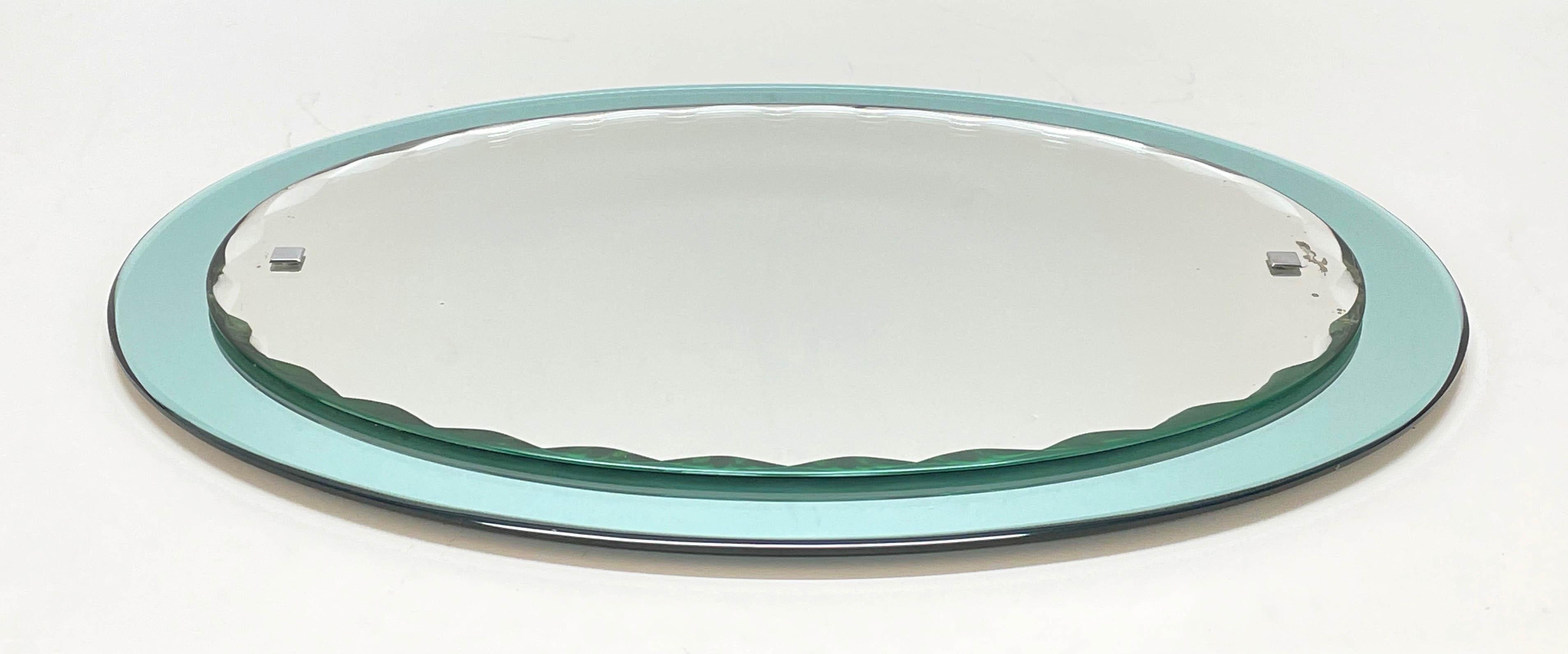 Mid-Century Italian Cristal Arte carved oval mirror, framed, Italy 1960s For Sale 3