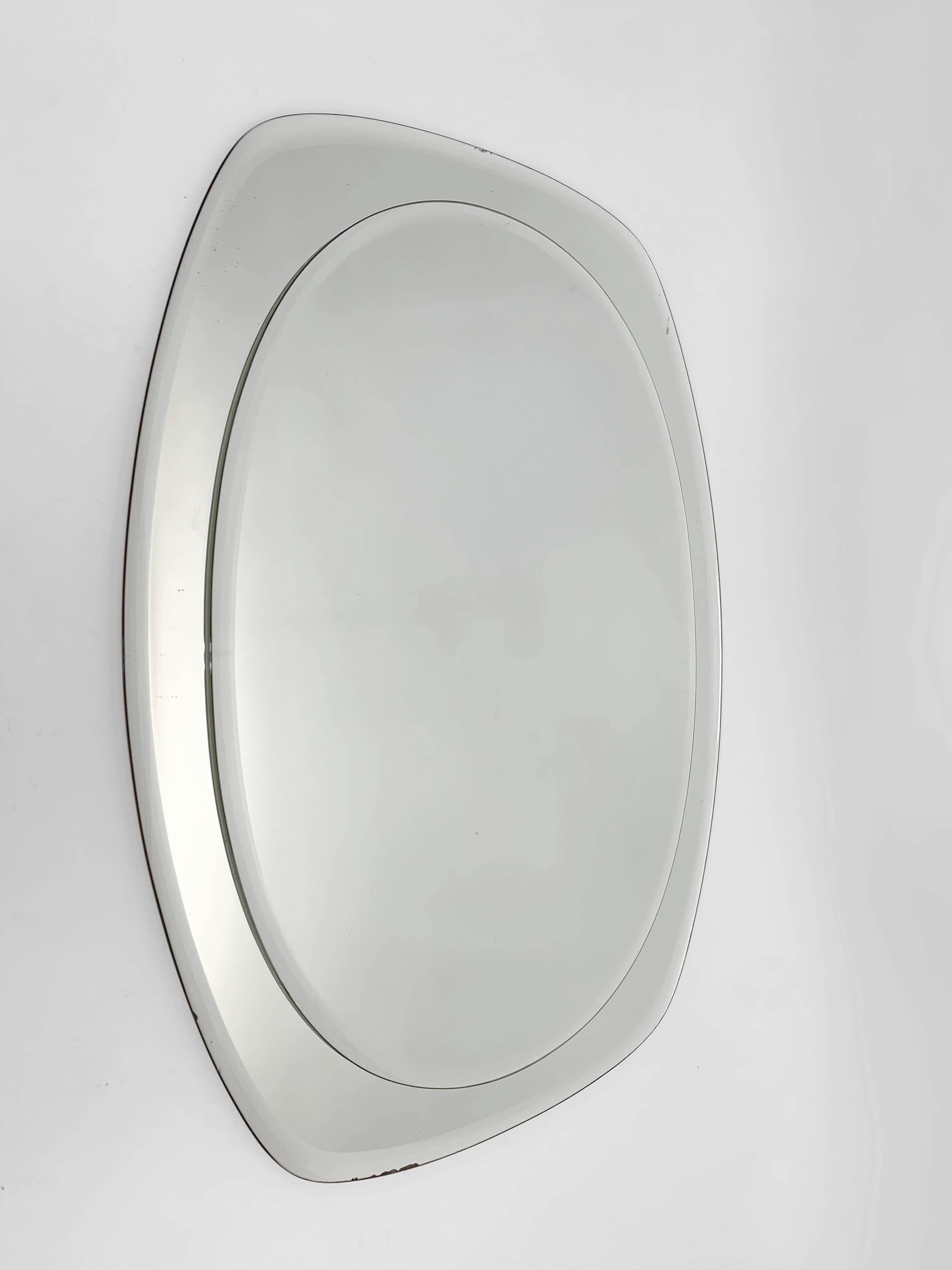 Mid-20th Century Midcentury Cristal Arte Crystal Double-Layered Italian Wall Mirror, 1960s