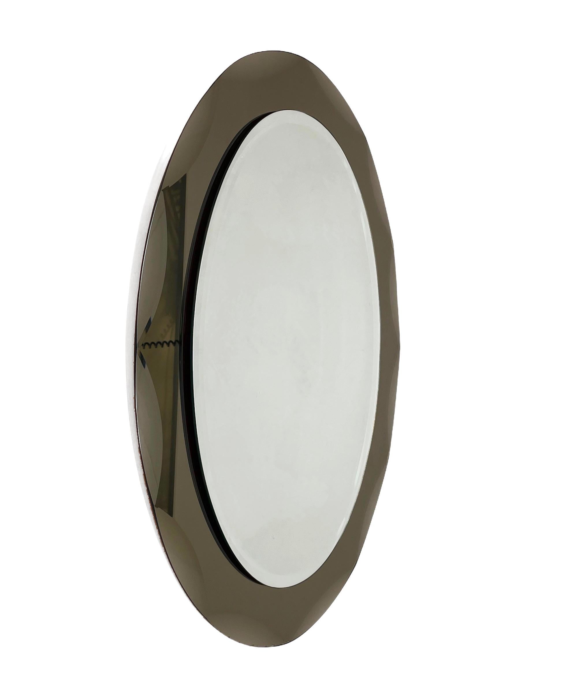 Cristal Arte Italienischer ovaler Spiegel aus der Jahrhundertmitte mit bronziertem Rahmen, 1960er Jahre im Angebot 8