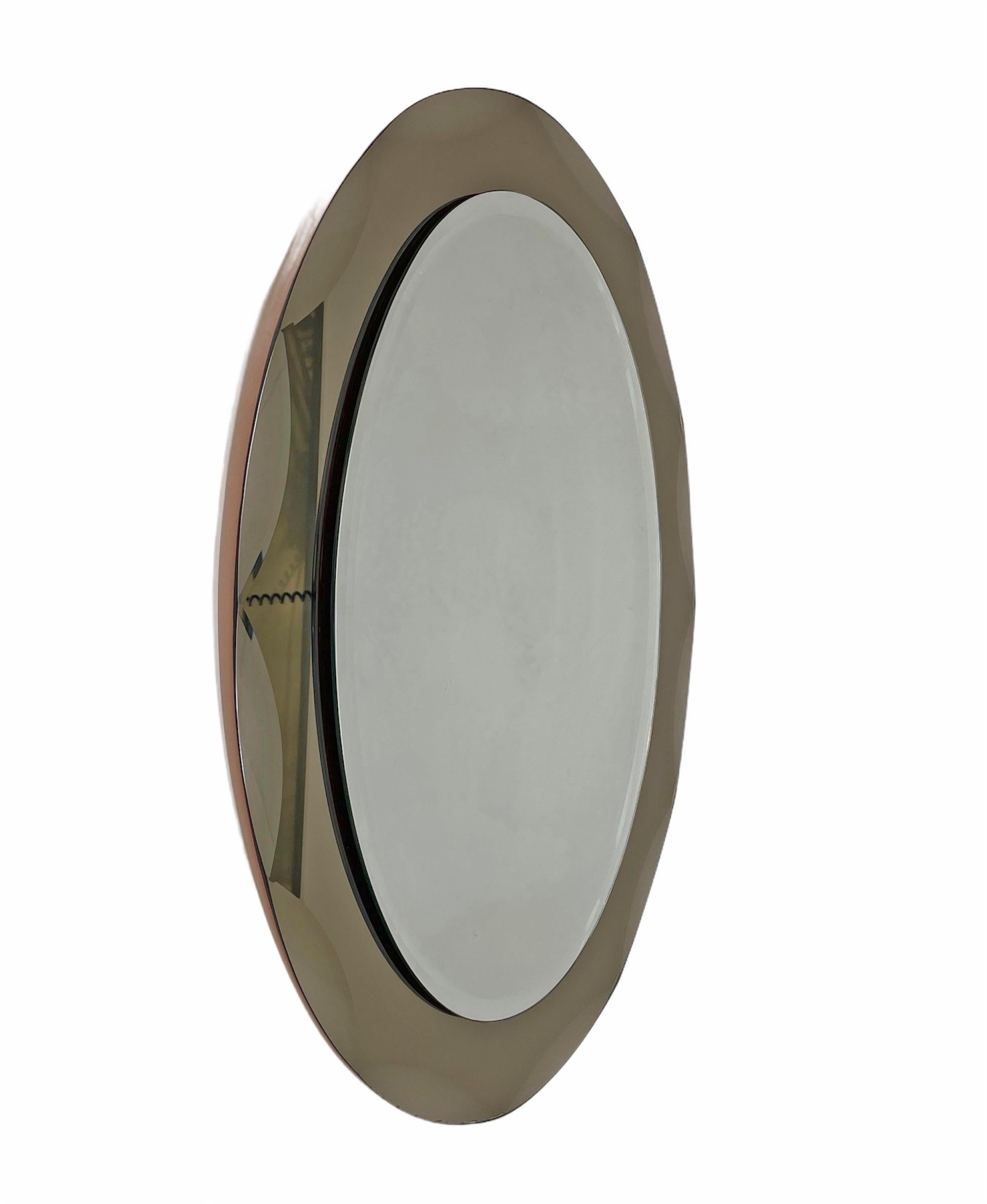 Cristal Arte Italienischer ovaler Spiegel aus der Jahrhundertmitte mit bronziertem Rahmen, 1960er Jahre im Angebot 15