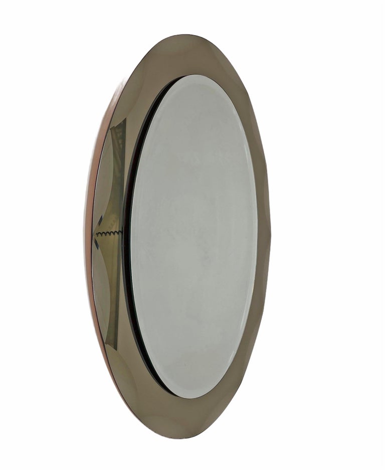 Midcentury Cristal Arte Italian Oval Mirror with Graven Bronzed Frame, 1960s For Sale 15