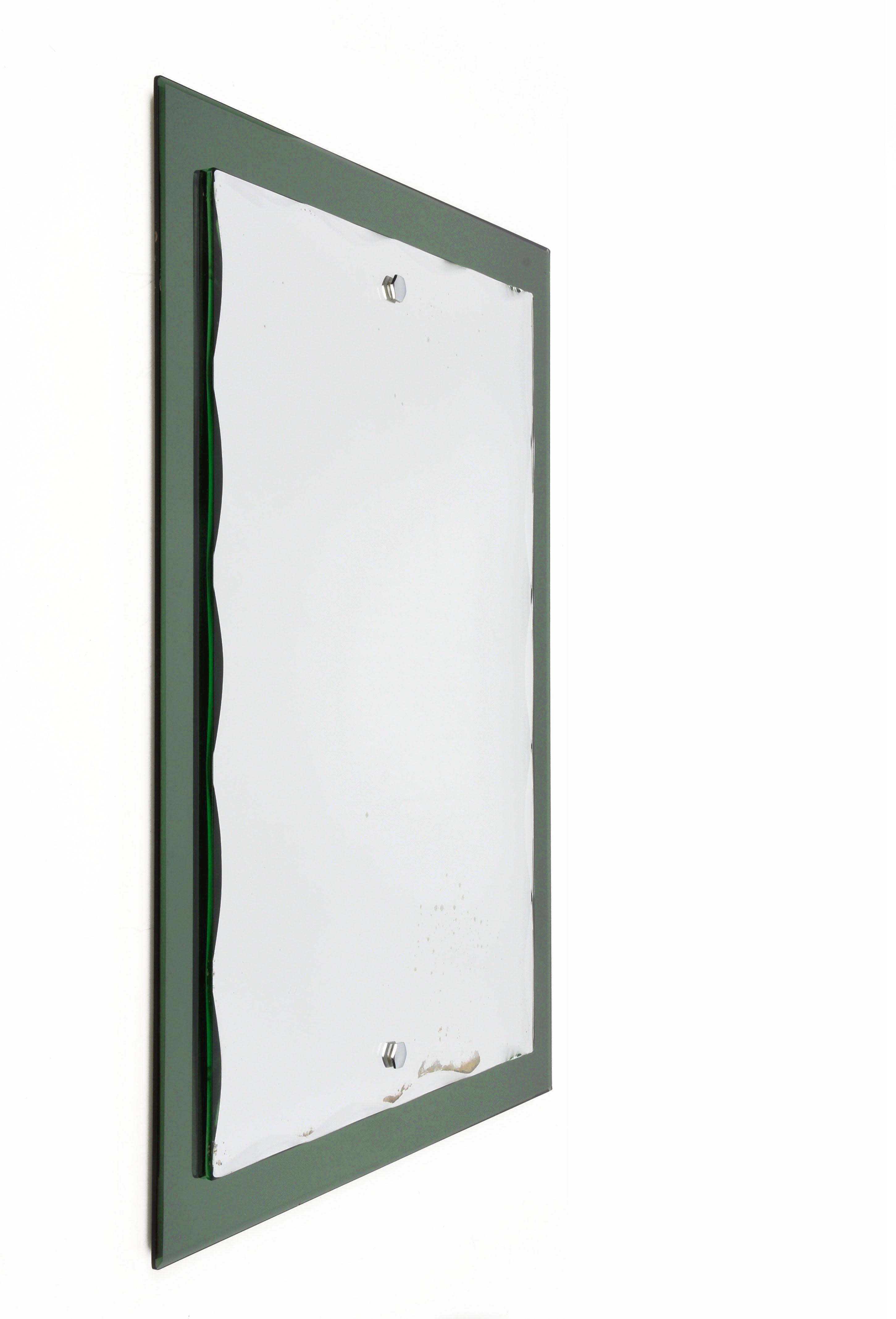 Mid-20th Century Midcentury Cristal Arte Italian Rectangular Carved Mirror with Frame, 1960s