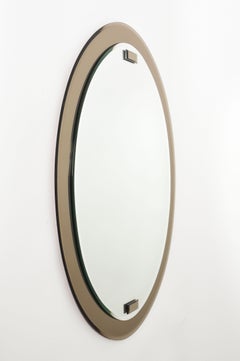 Midcentury Crystal and Grey Double-Layered Italian Wall Mirror, 1960s