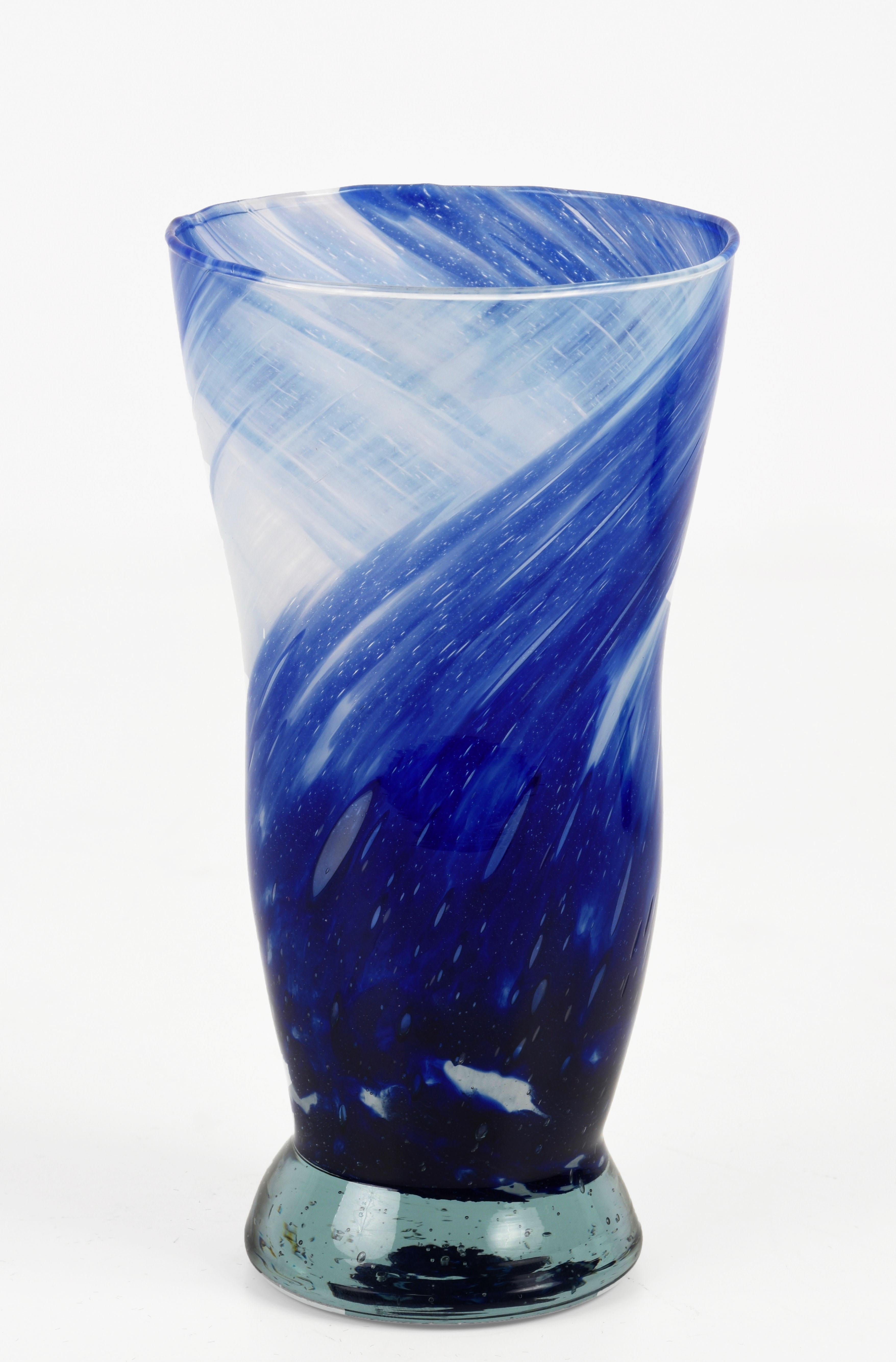 Midcentury Crystal and Light Blue Murano Glass Italian Vase for Venini,  1960s For Sale at 1stDibs