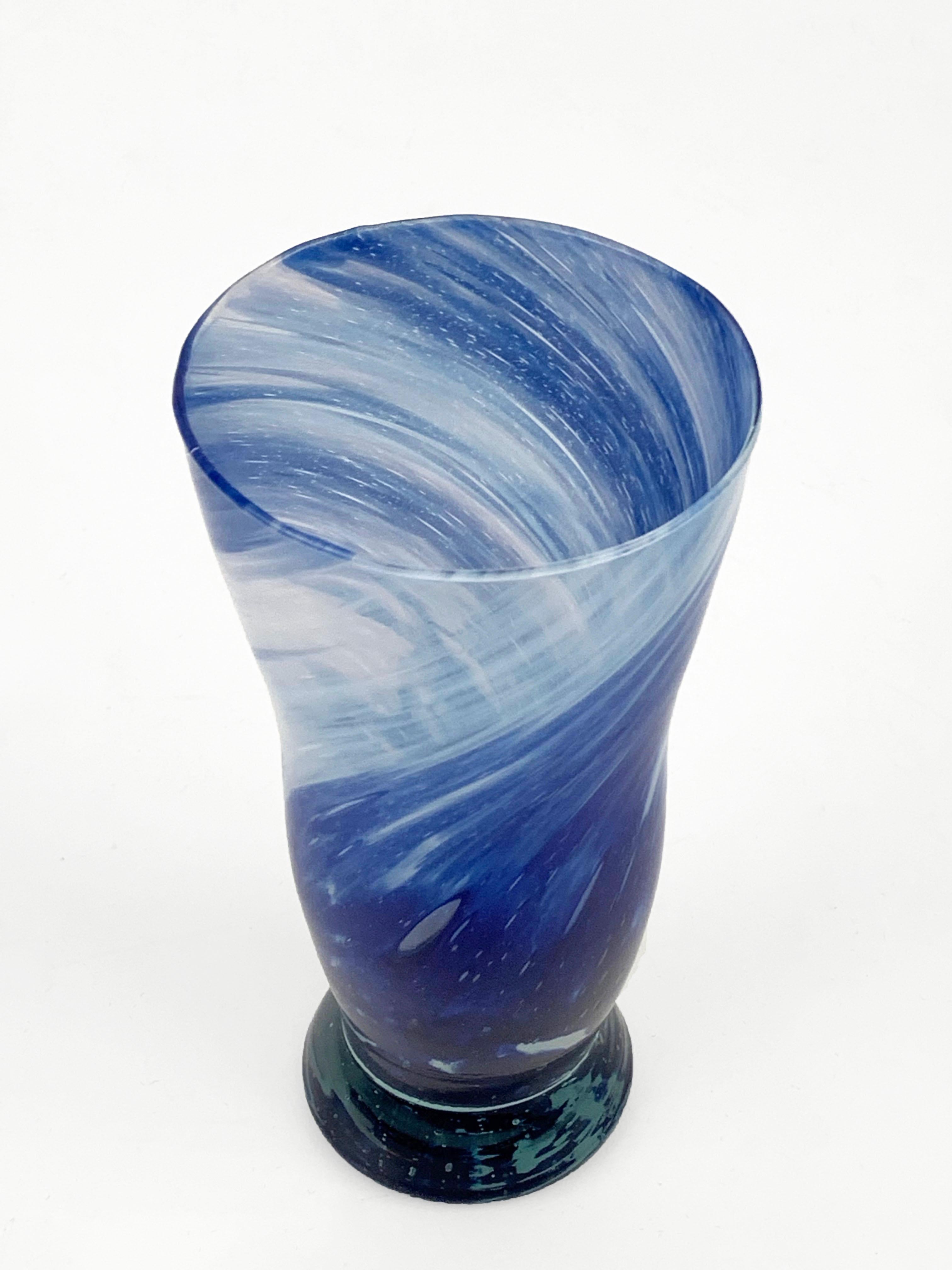 Mid-Century Modern Midcentury Crystal and Light Blue Murano Glass Italian Vase for Venini, 1960s For Sale