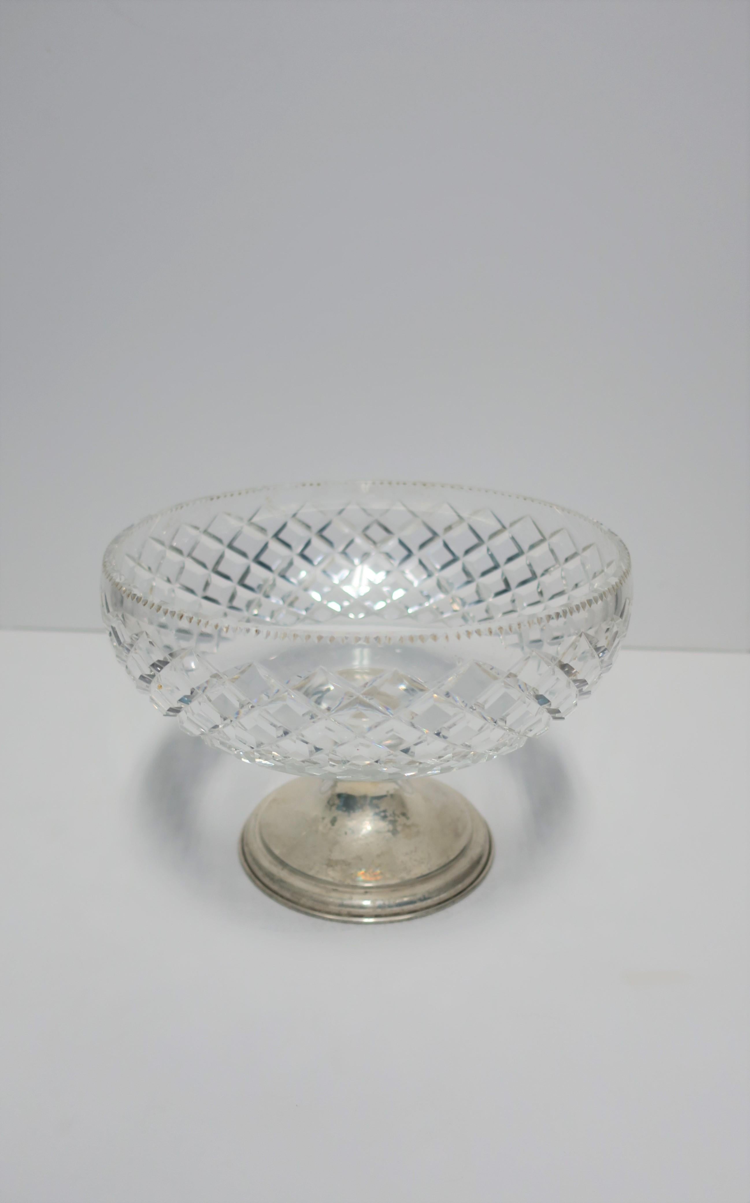 Sterling Silver and Crystal Compote or Footed Bowl by T. G. Hawkes & Co. For Sale 3