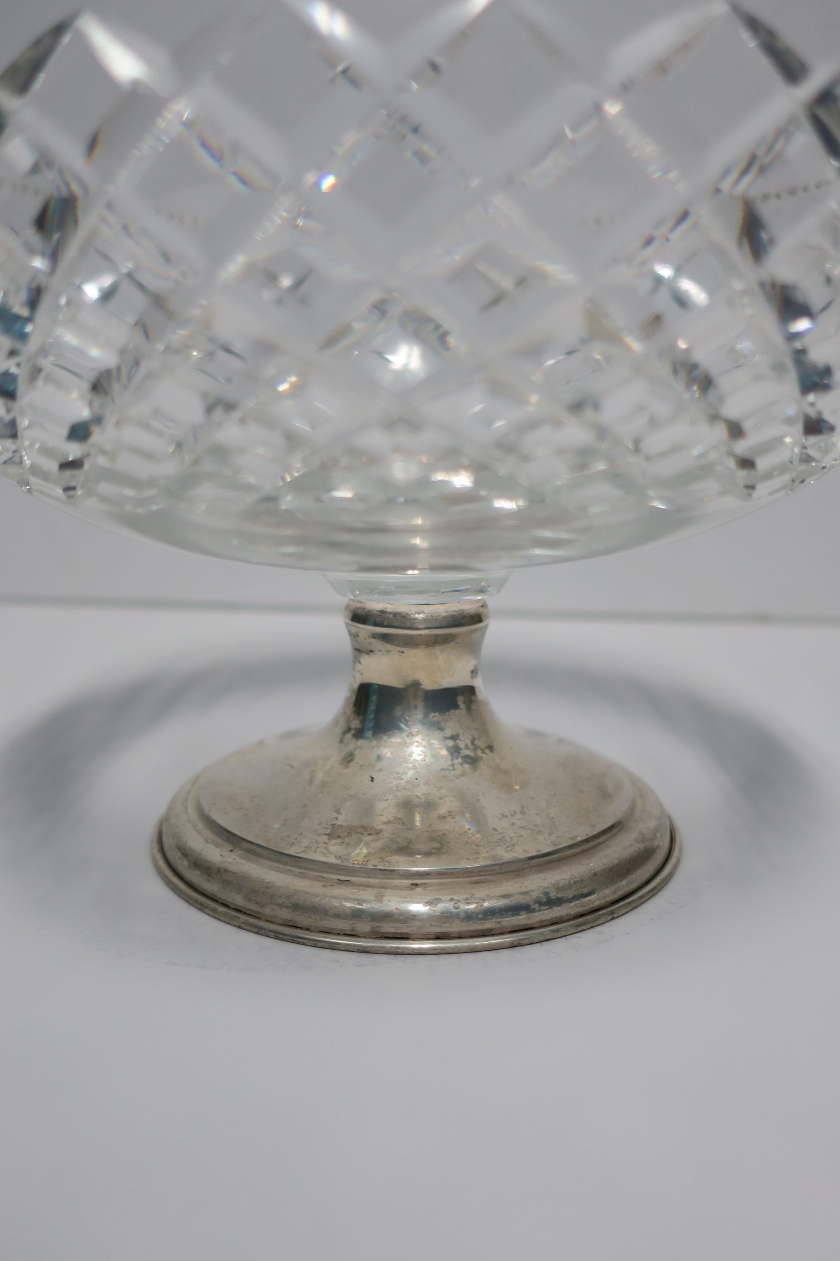 Sterling Silver and Crystal Compote or Footed Bowl by T. G. Hawkes & Co. For Sale 5