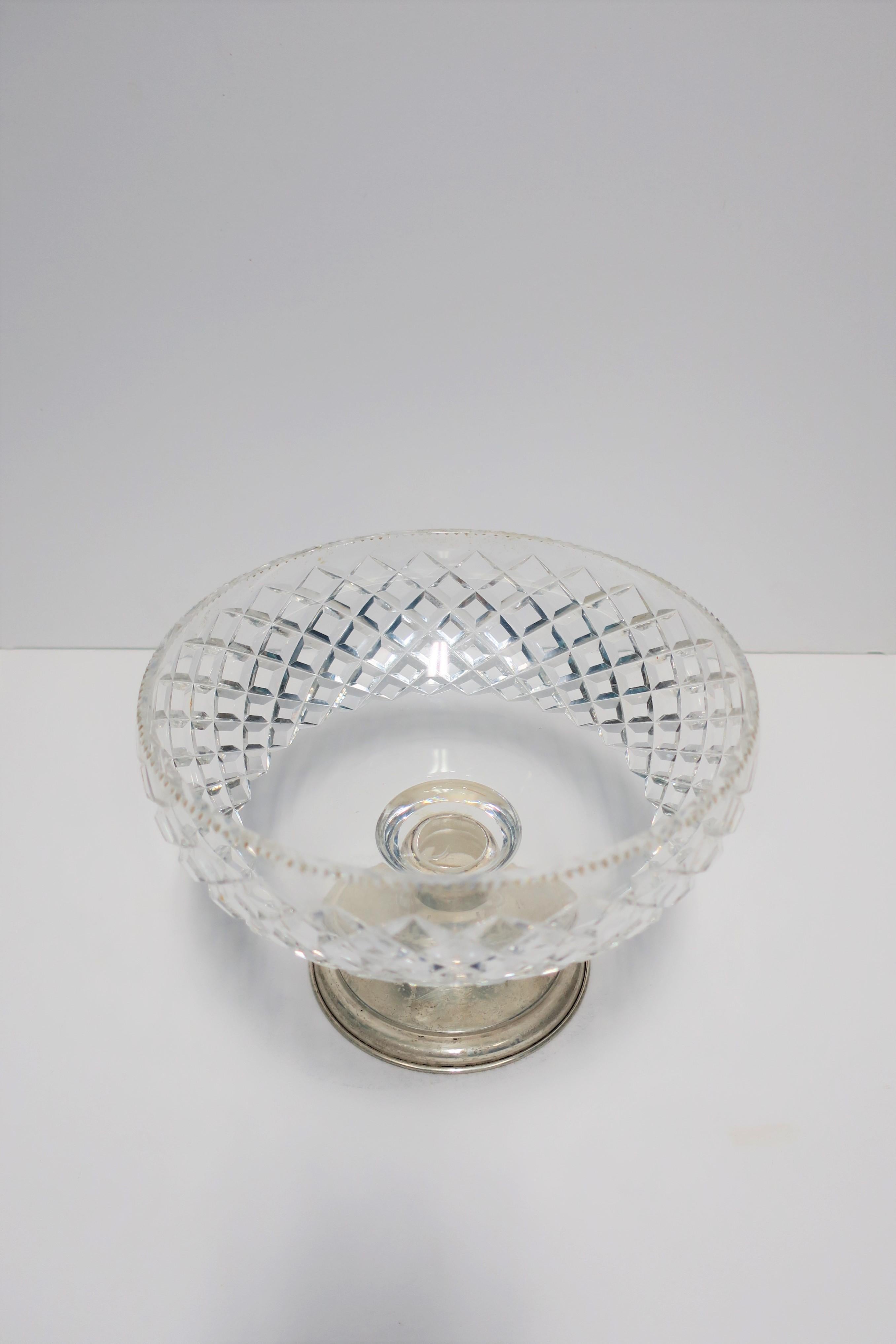 American Sterling Silver and Crystal Compote or Footed Bowl by T. G. Hawkes & Co. For Sale