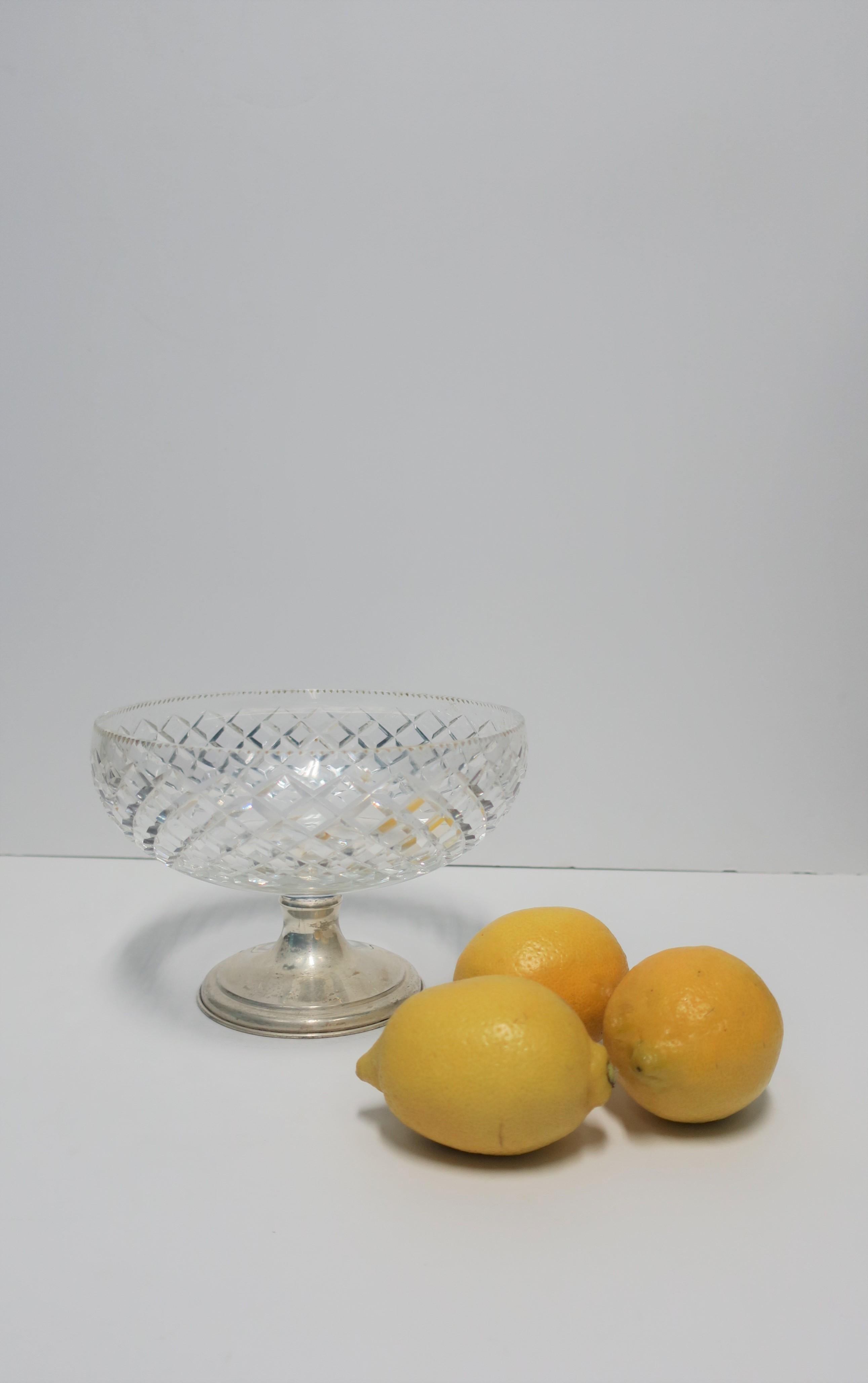 Sterling Silver and Crystal Compote or Footed Bowl by T. G. Hawkes & Co. In Good Condition For Sale In New York, NY