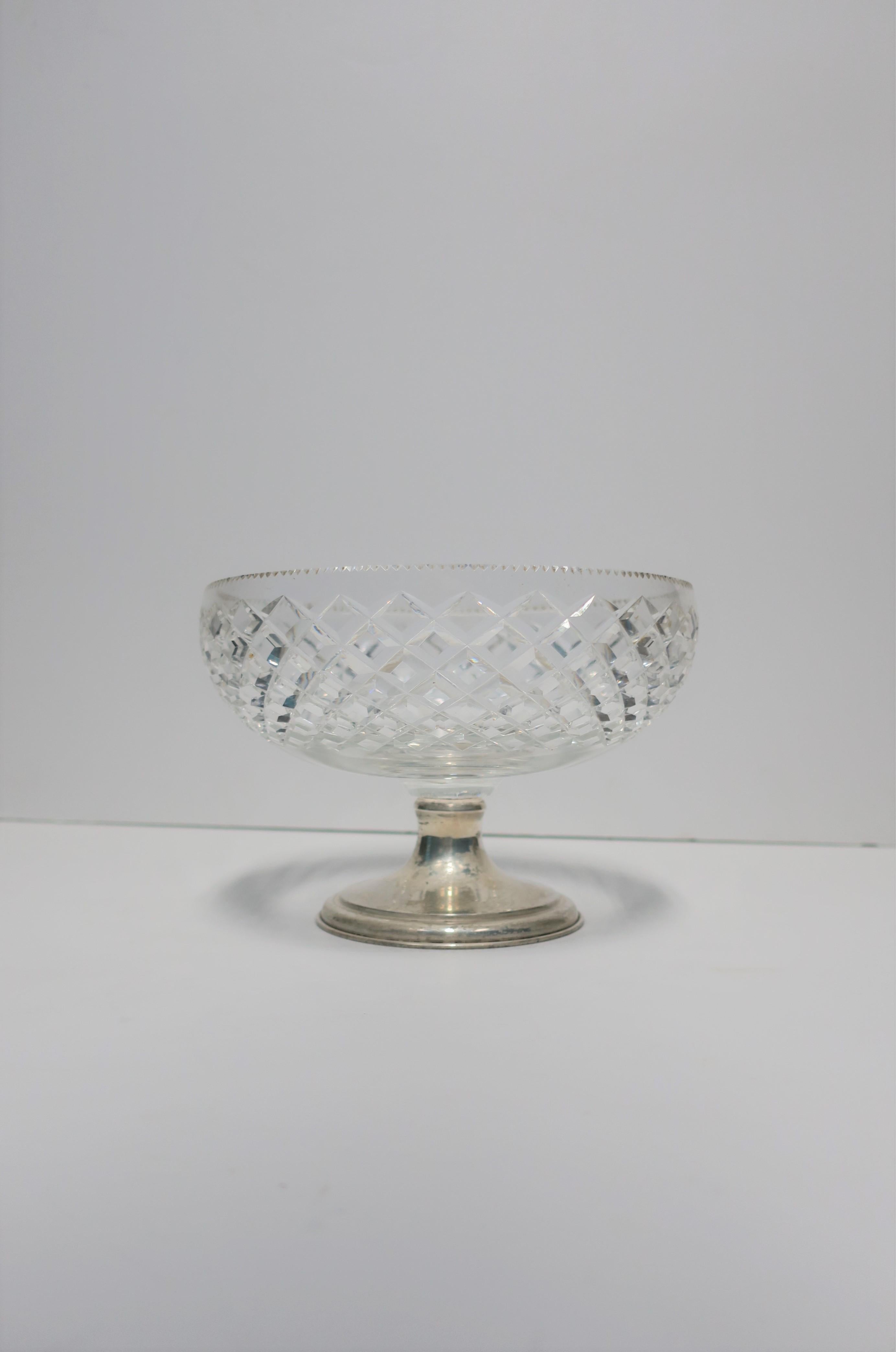 Sterling Silver and Crystal Compote or Footed Bowl by T. G. Hawkes & Co. For Sale 1