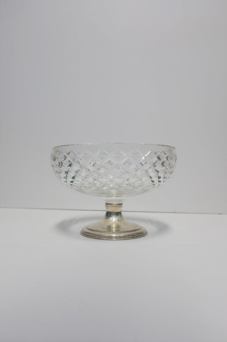 Sterling Silver and Crystal Compote or Footed Bowl For Sale at 1stDibs