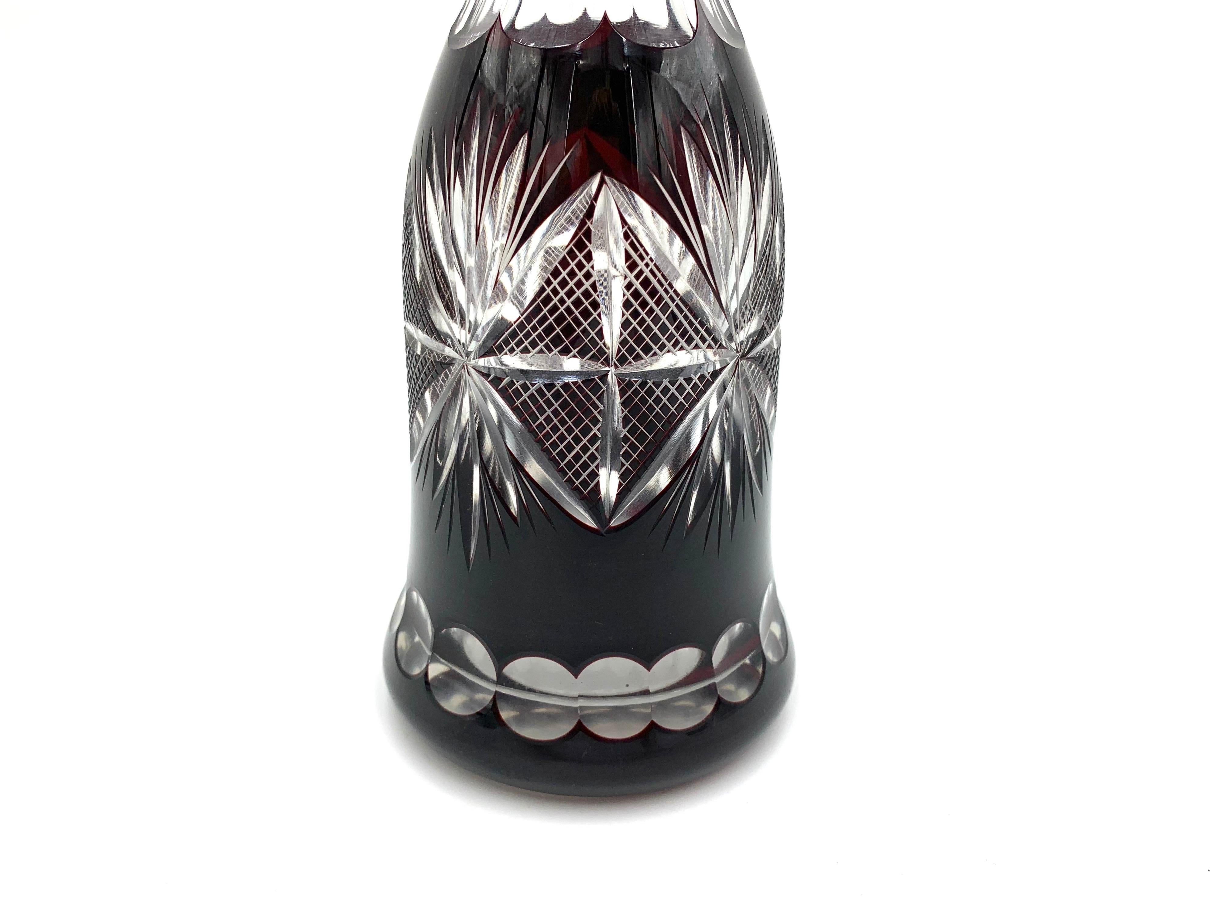 Mid-Century Modern Midcentury Crystal Black Carafe Decanter