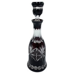 Midcentury Crystal Black Carafe Decanter