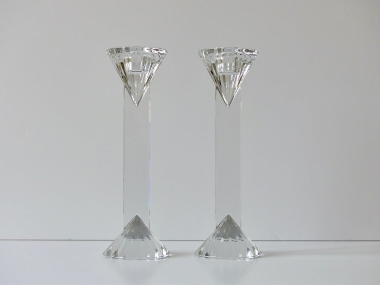 Midcentury Crystal Candlesticks For Sale at 1stDibs