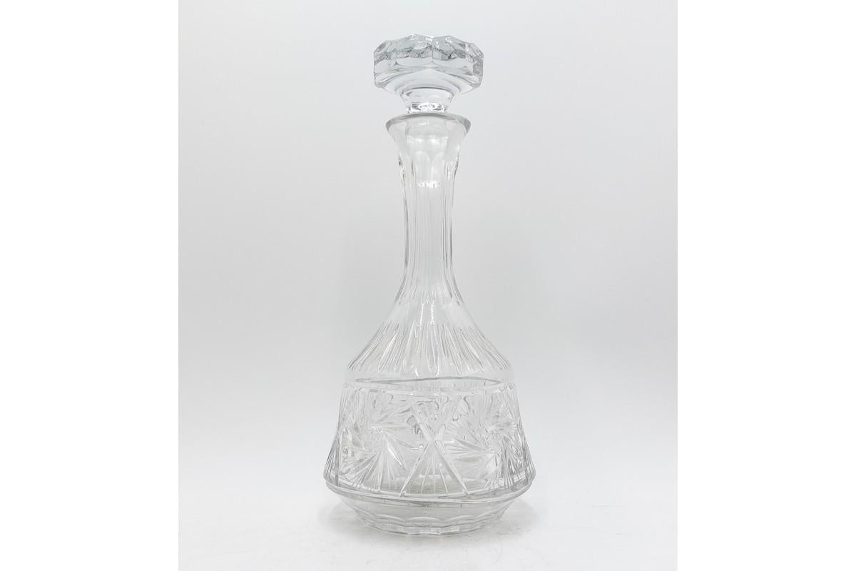 Midcentury Crystal Decanter Liqueur Set, Poland, 1960s at 1stDibs