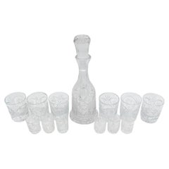 Vintage Midcentury Crystal Decanter Liqueur Set, Poland, 1960s