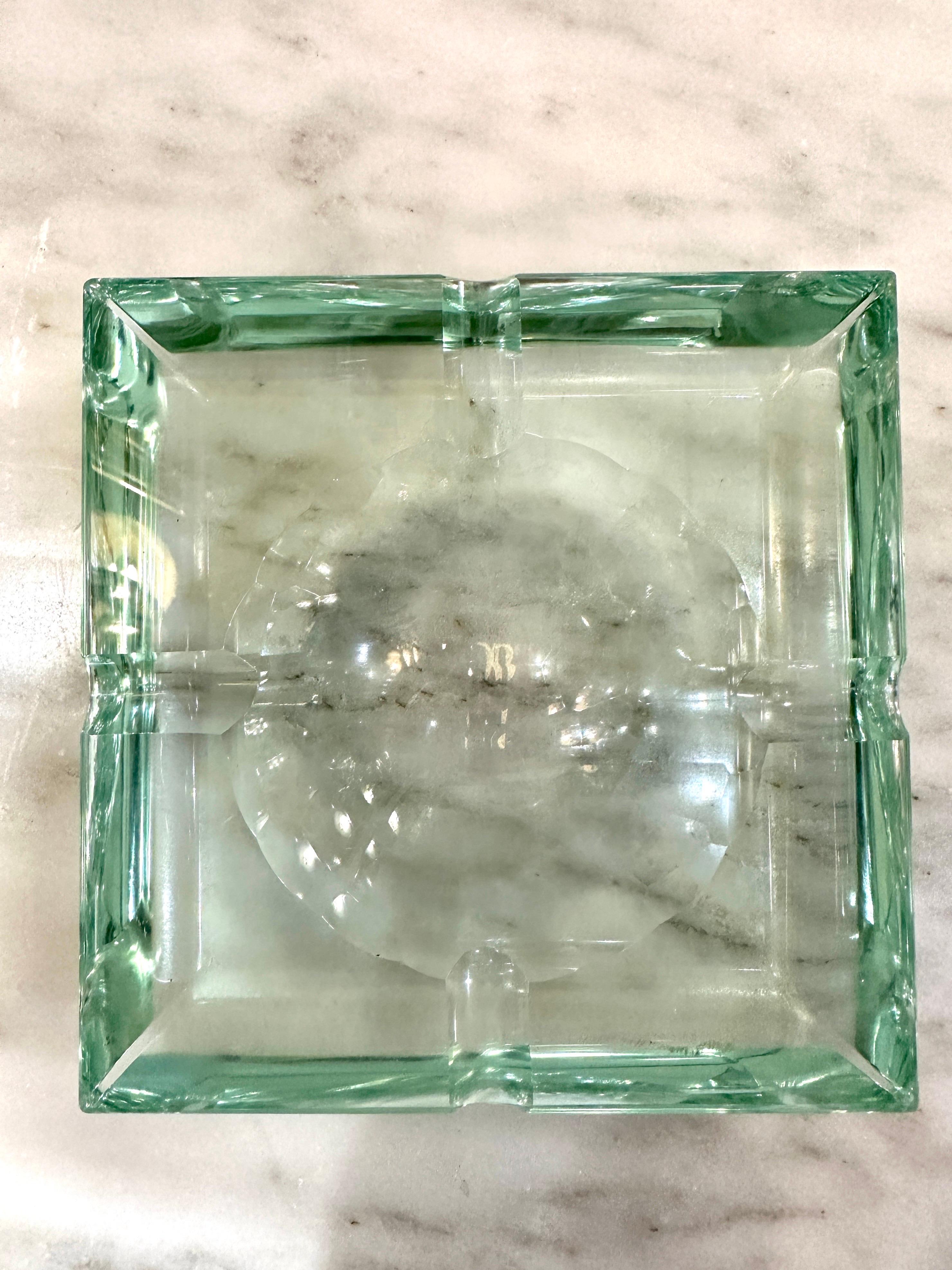 Midcentury Crystal Glass Ashtray/ Vide-Poche by Fontana Arte For Sale 3