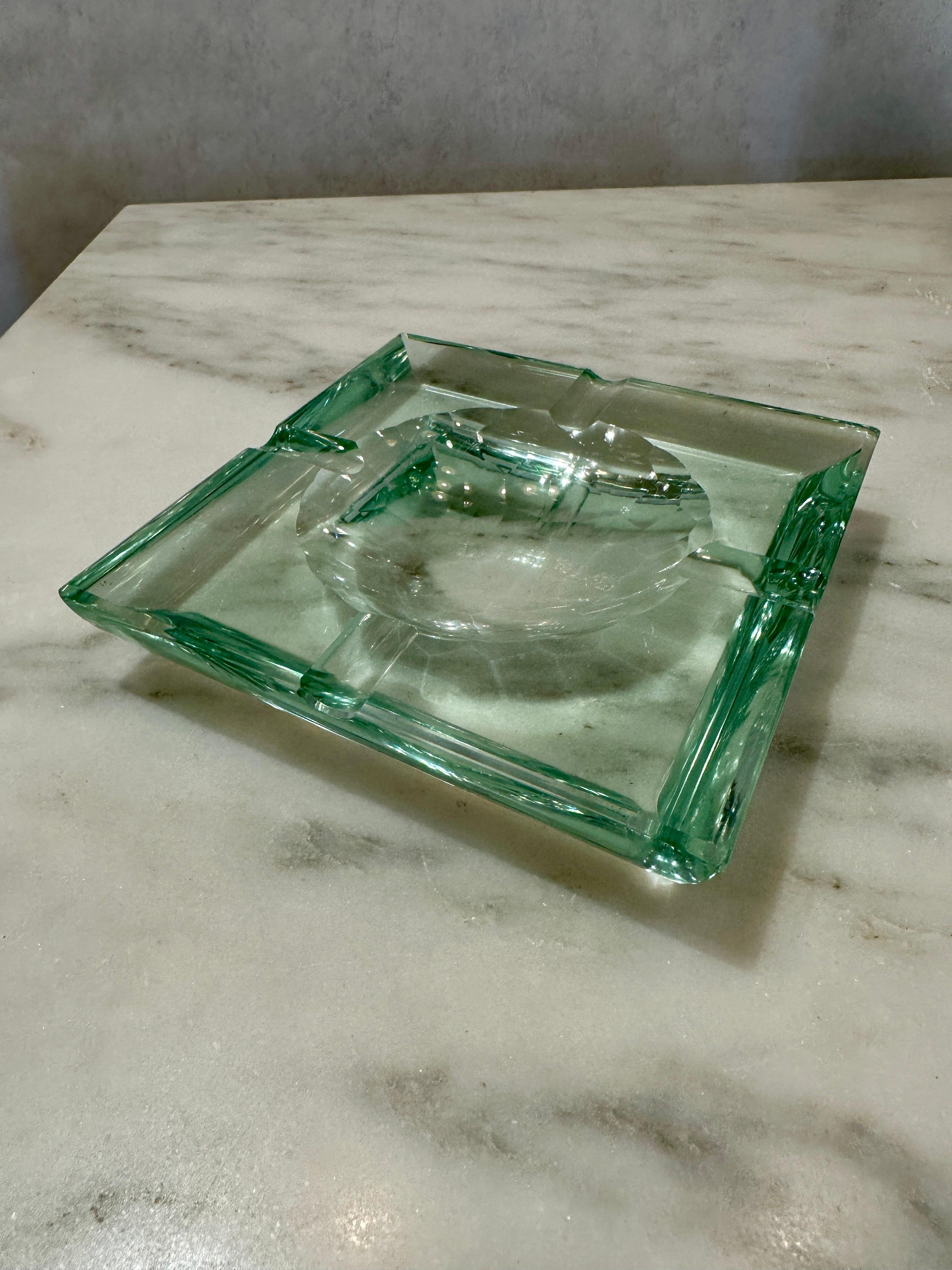 Murano Glass Midcentury Crystal Glass Ashtray/ Vide-Poche by Fontana Arte For Sale