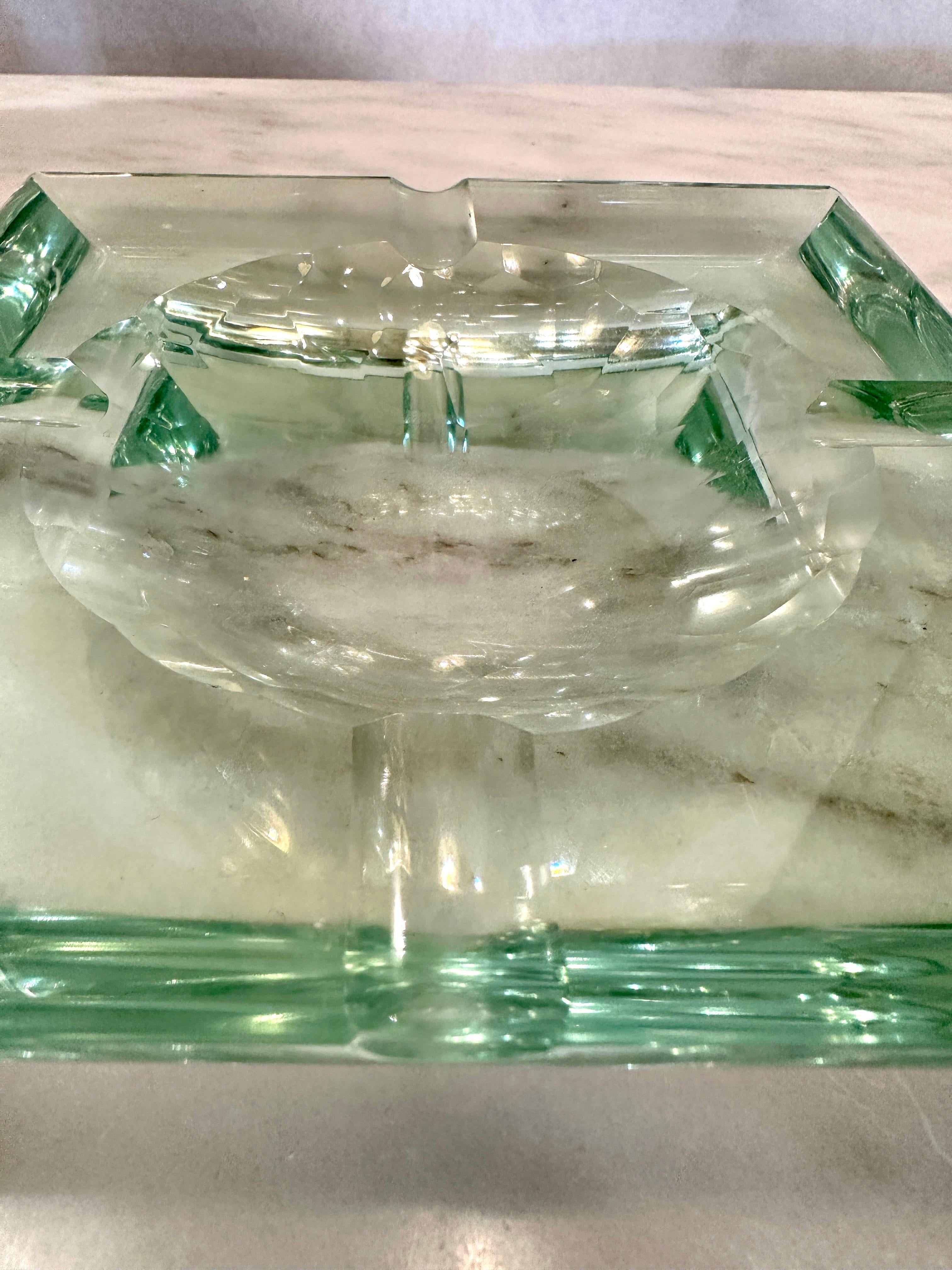 Midcentury Crystal Glass Ashtray/ Vide-Poche by Fontana Arte For Sale 1