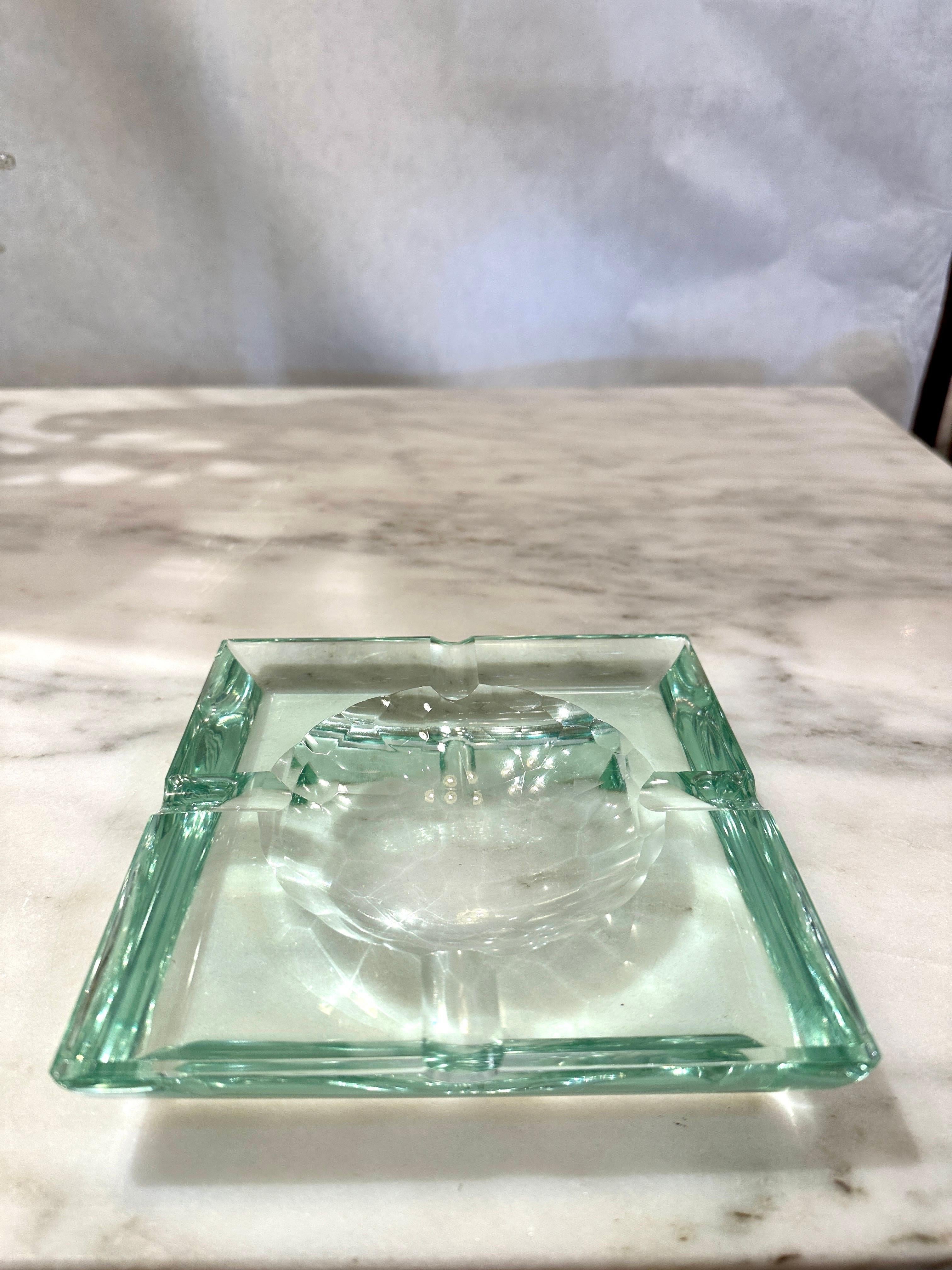 Midcentury Crystal Glass Ashtray/ Vide-Poche by Fontana Arte For Sale 2
