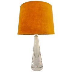 Vintage Midcentury Crystal Glass Table Lamp by Vicke Lindstrand Kosta, Sweden