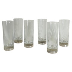 Midcentury Crystal Glass Transparent Silver 800 Italian Design 1960s Set of 6