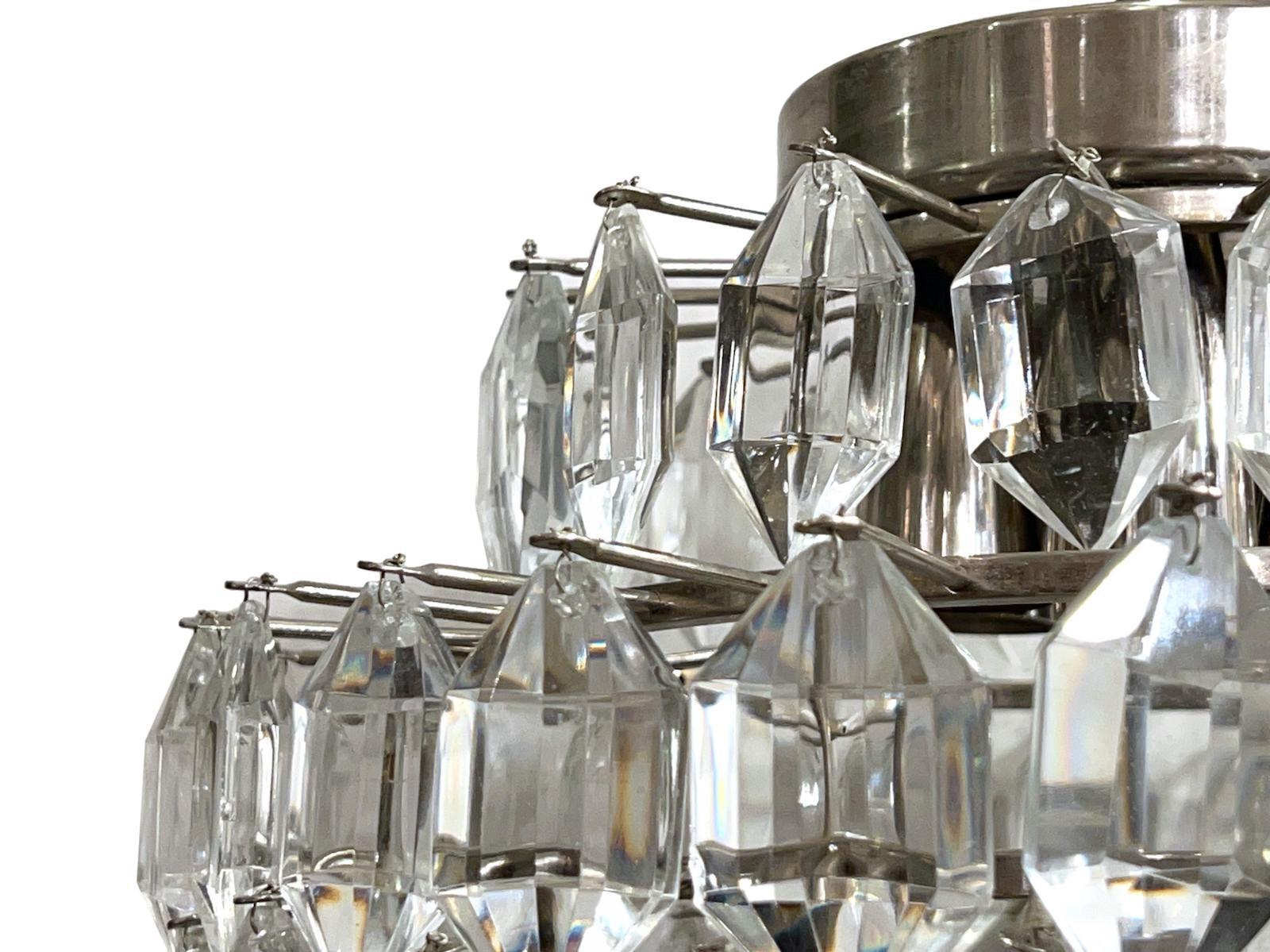 French Midcentury Crystal Light Fixture 