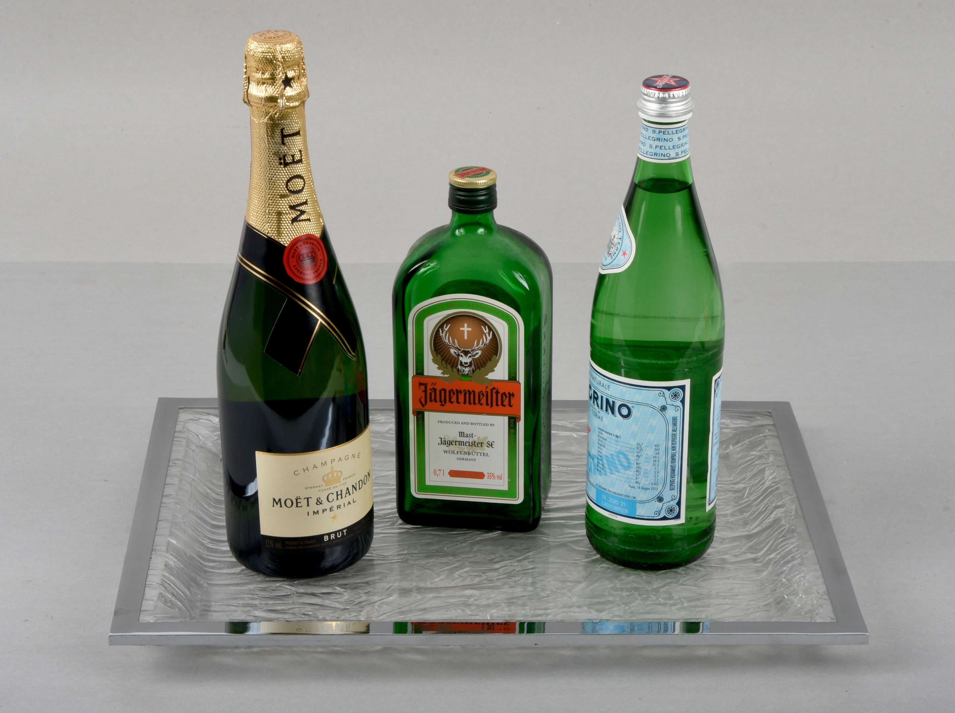 Italienisches Tablett aus Kristall Lucite und Chrom aus der Mitte des Jahrhunderts im Willy Rizzo-Stil, 1970er Jahre (Moderne der Mitte des Jahrhunderts) im Angebot