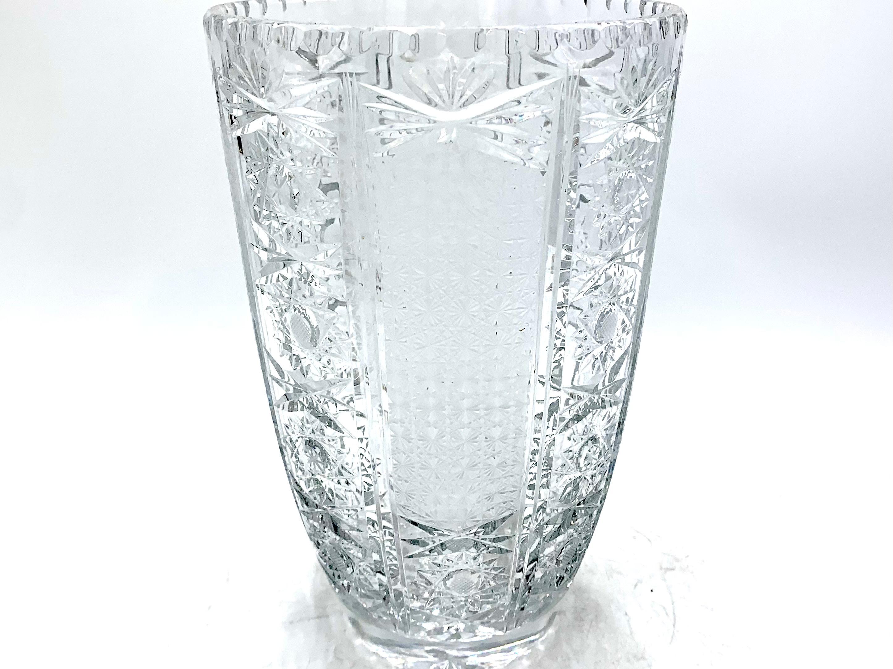 Mid-Century Modern Midcentury Crystal Vase, Poland, 1960s For Sale