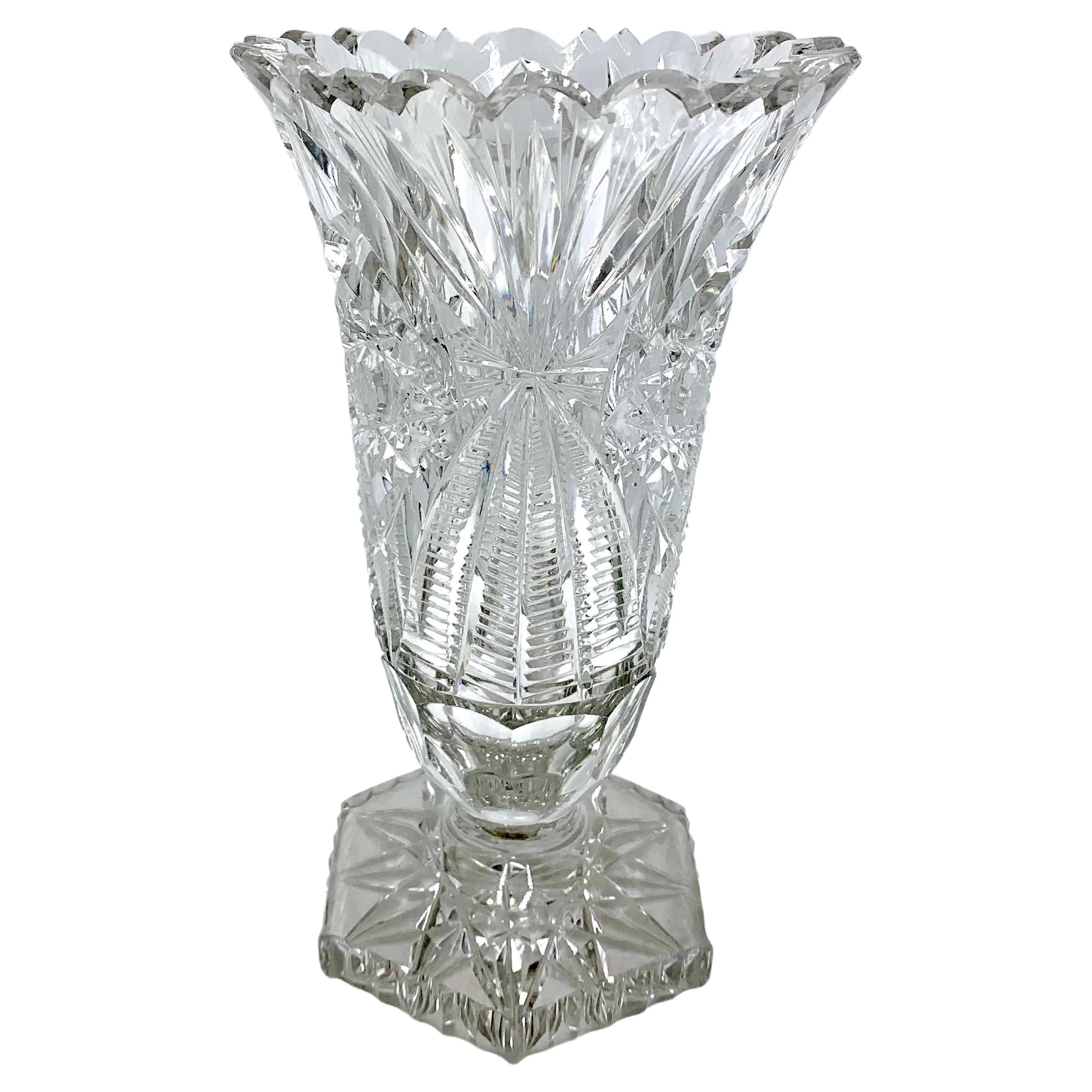 Midcentury Crystal Vase, Poland, 1960s For Sale