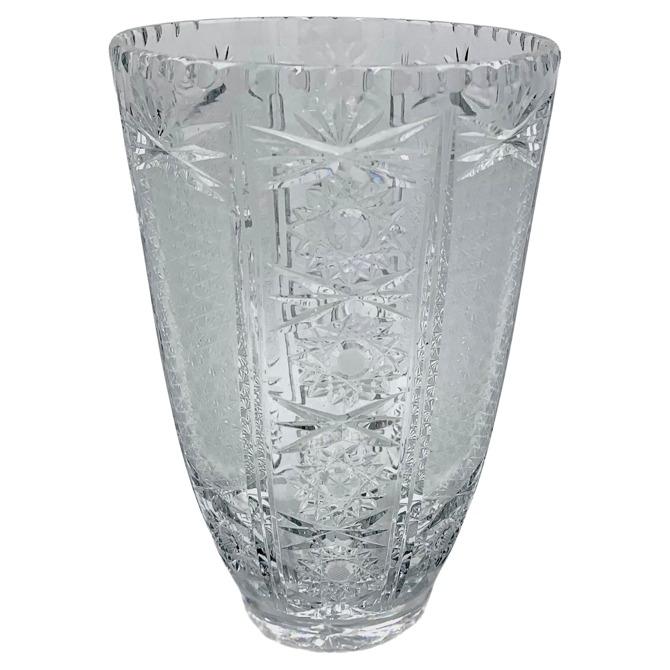 Midcentury Crystal Vase, Poland, 1960s For Sale