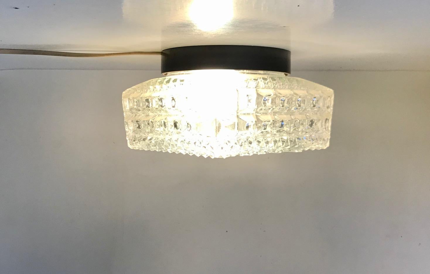 Mid-20th Century Midcentury Crystal Wall Sconce or Flush Mount from Limburg, 1970s For Sale