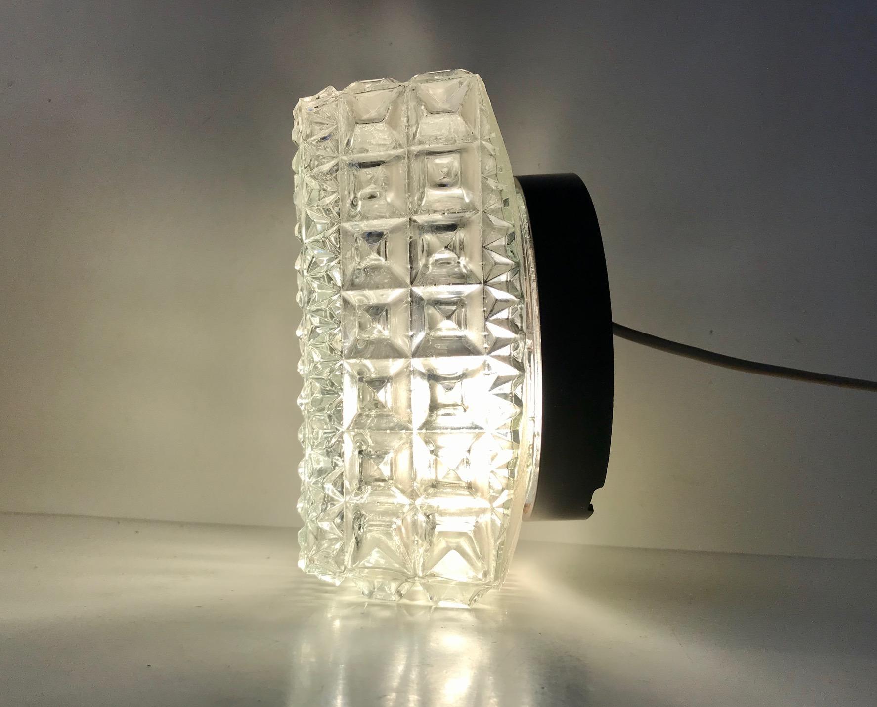 Midcentury Crystal Wall Sconce or Flush Mount from Limburg, 1970s For Sale 1