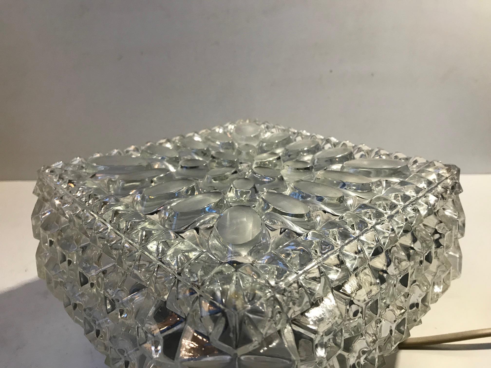 Midcentury Crystal Wall Sconce or Flush Mount from Limburg, 1970s For Sale 2