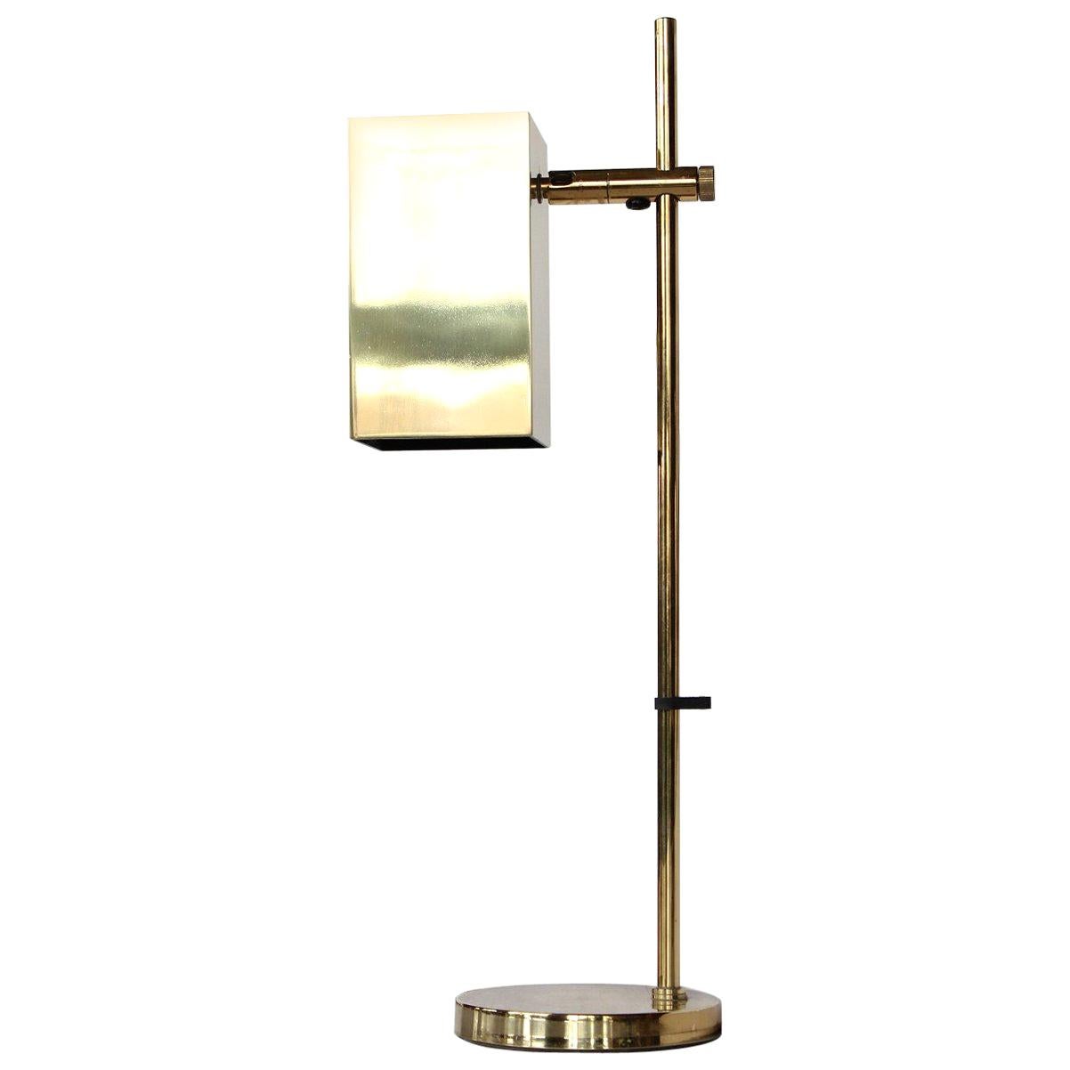 Midcentury Cube Brass Desk or Table Lamp by Koch 
Lowy For Sale