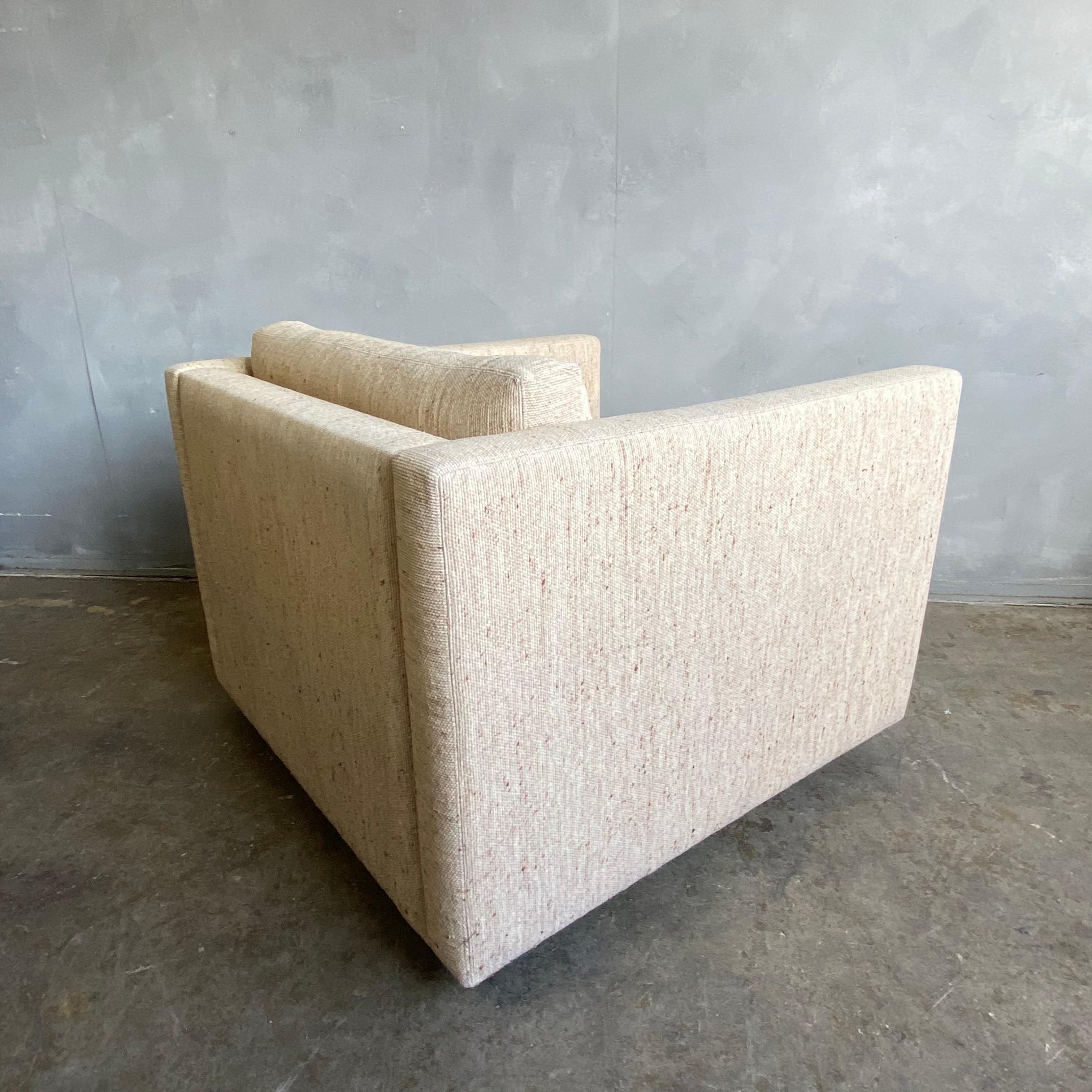Wool Midcentury Cube Lounge Chairs for Knoll Pair