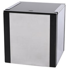 Midcentury Cubic Chromed Steel, Wood and Glass Dry Bar, Italy 1970s