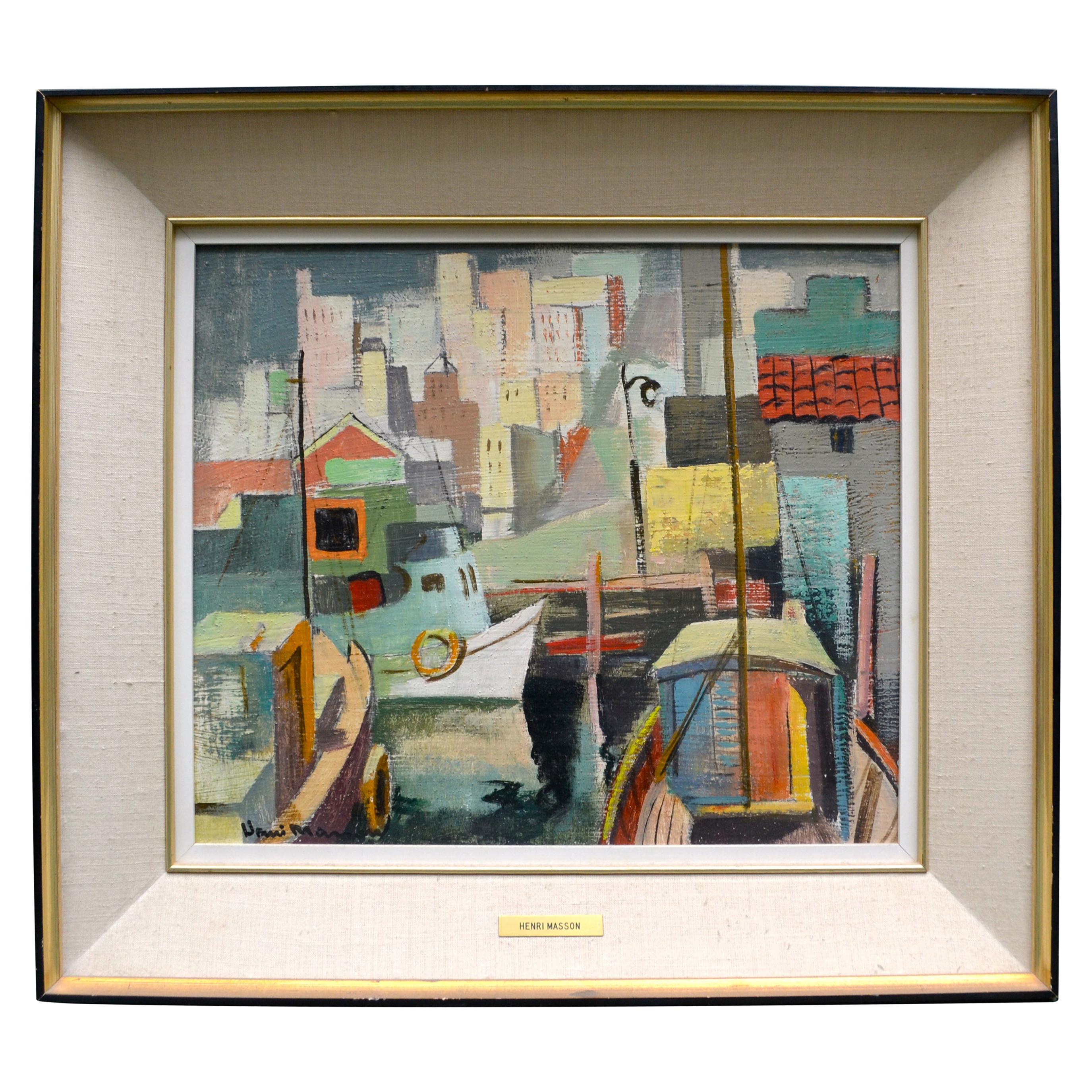 Midcentury Cubist Painting of San Francisco by Henri Masson